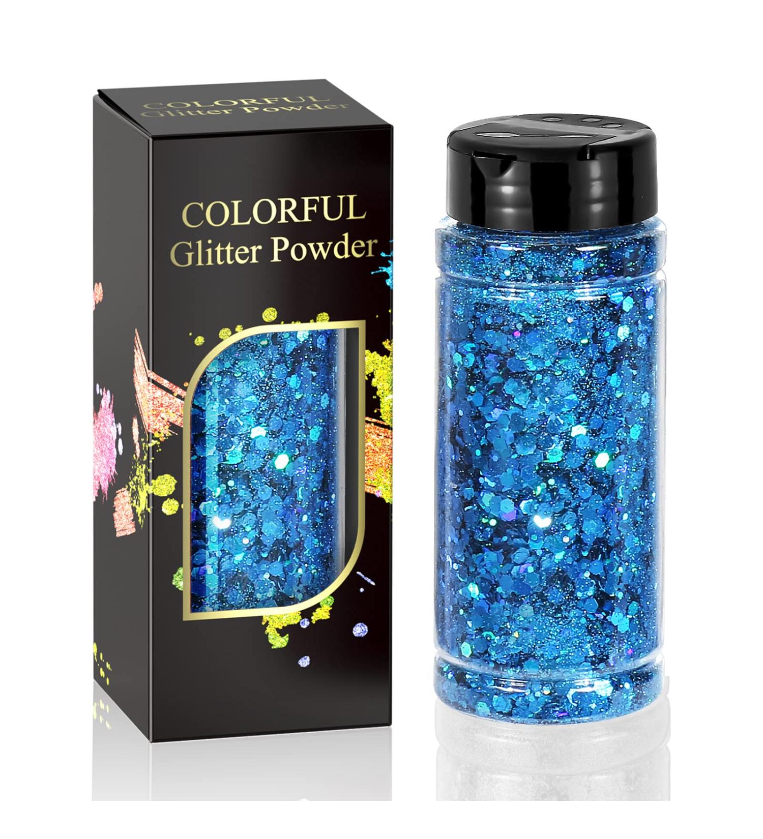 Blue Holographic Chunky Glitter Mix - 3.5oz (100g) for Nail, Body, Face, Hair, Slime & Epoxy Resin - Buy Online on GoSupps.com