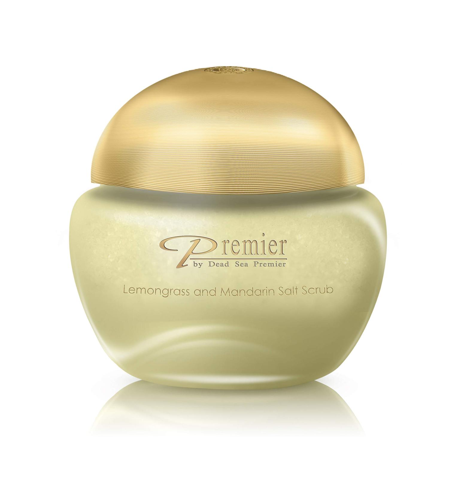 Premier Dead Sea Classic Aromatherapy Lemongrass & Mandarine Salt Scrub Exfoliates Moisturizes Nourishes and protects for smooth soft skin infused with aromatic oils for Hands Feet & Body 10.5oz