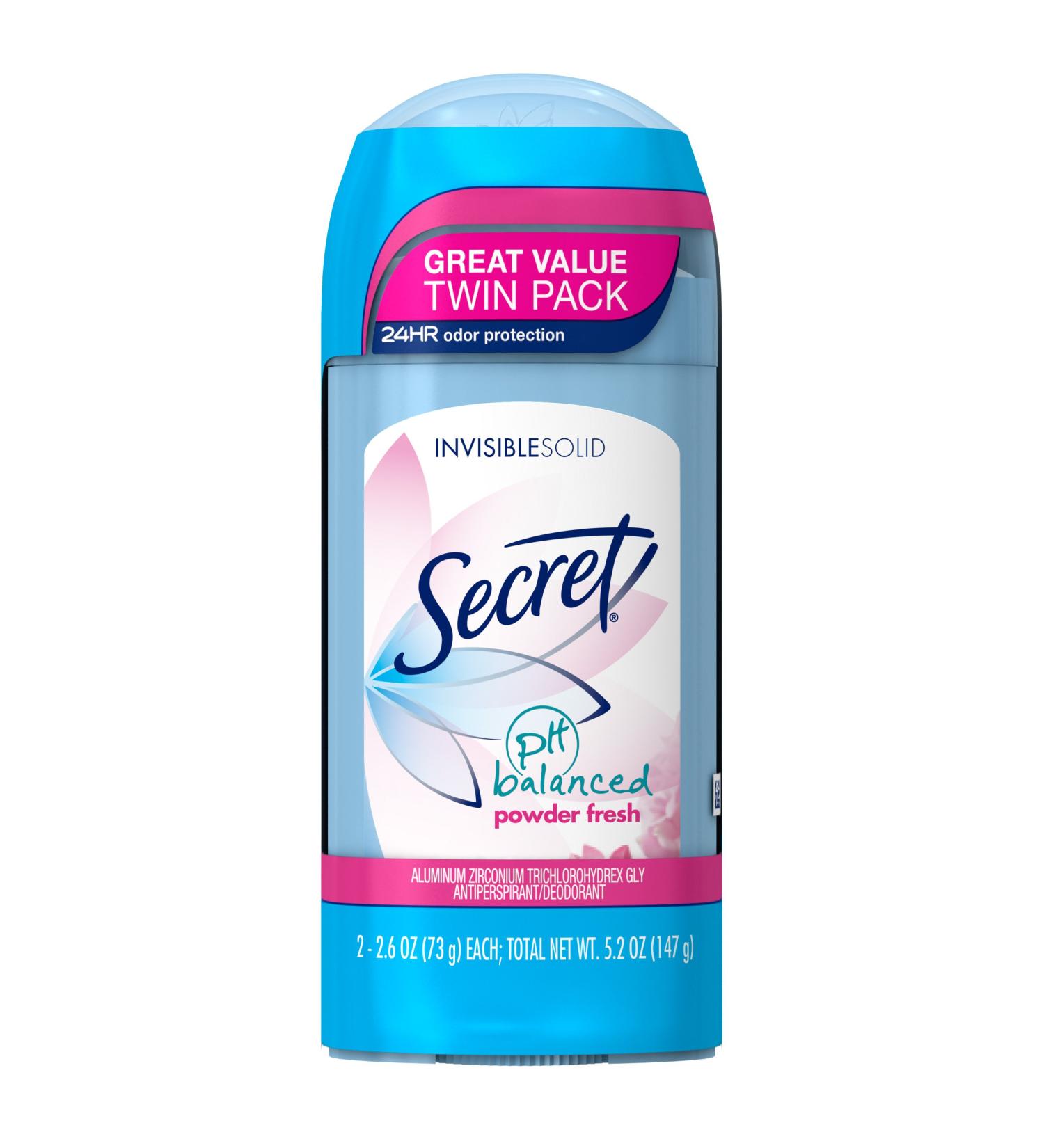 Secret Anti-Perspirant Deodorant Invisible Solid Powder Fresh Twin Pack - 5.20 oz - Buy Online on GoSupps.com