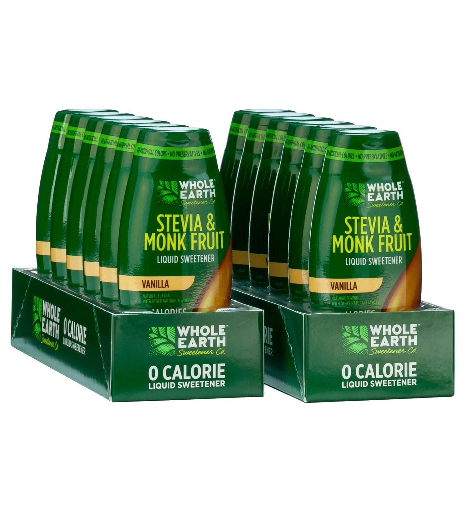 Whole Earth Sweetener Co. Vanilla Stevia & Monk Fruit Liquid Sweetener - 1.62 Fl Oz Squeeze Bottle (Pack of 12) - Buy Online on GoSupps.com