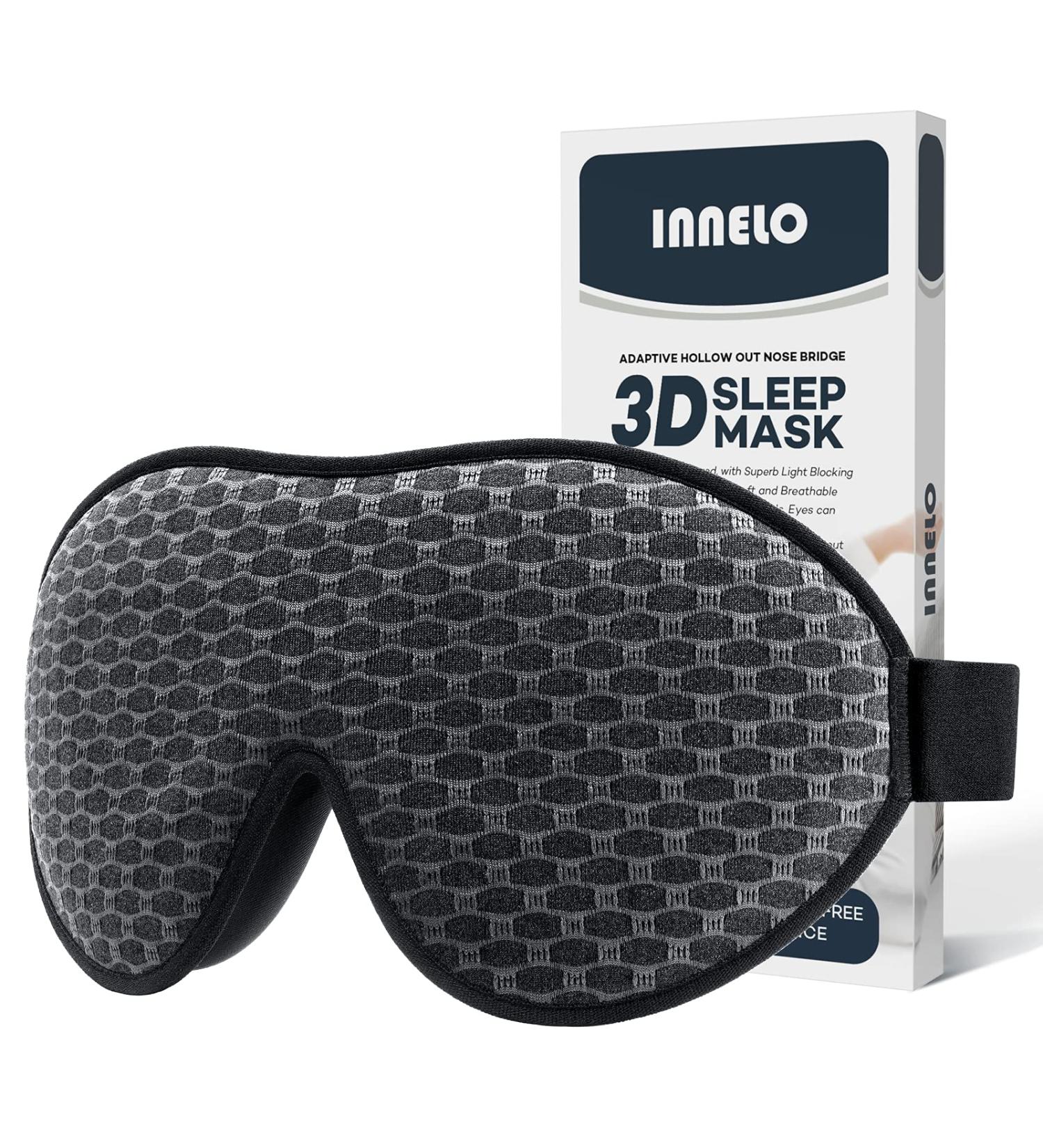 INNELO Sleep Mask 2022 | Comfortable 3D Contoured Light Blocking Eye Mask - Grey - Buy Online on GoSupps.com