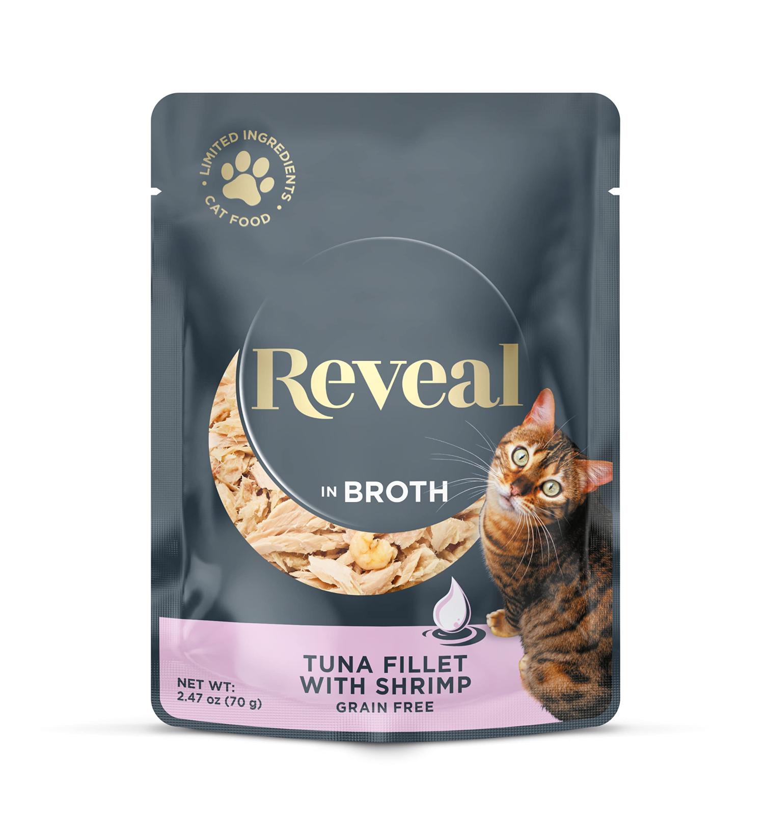 Reveal Natural Wet Cat Food 12 Pack - Grain Free Limited Ingredient Pouches (Tuna with Shrimp) - 12 x 2.47oz - Buy Online on GoSupps.com
