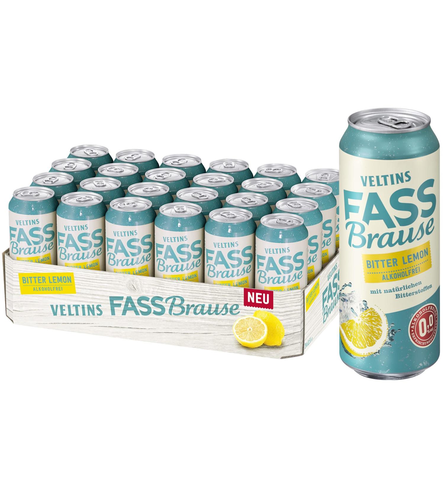 Buy VELTINS Fassbrause Bitter Lemon Alcohol-Free - 24 x 0.5L Cans | International Shipping Available - Buy Online on GoSupps.com