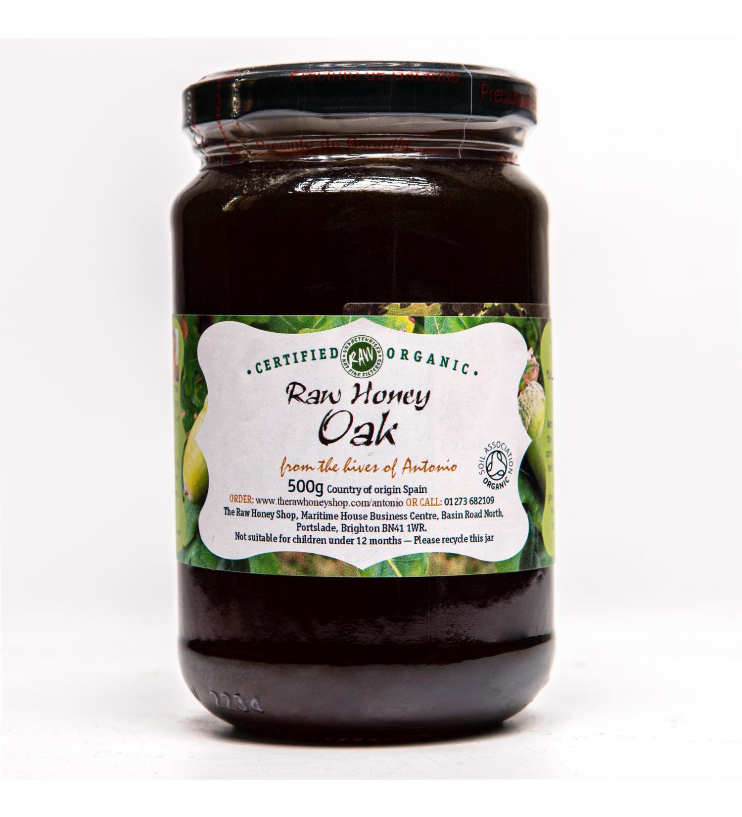 Antonio's Raw Certified Organic Oak Honey - Antibacterial Mountain Honey - Unpasteurised - Single Origin - 500g Pack - The Raw Honey Shop - Buy Online on GoSupps.com