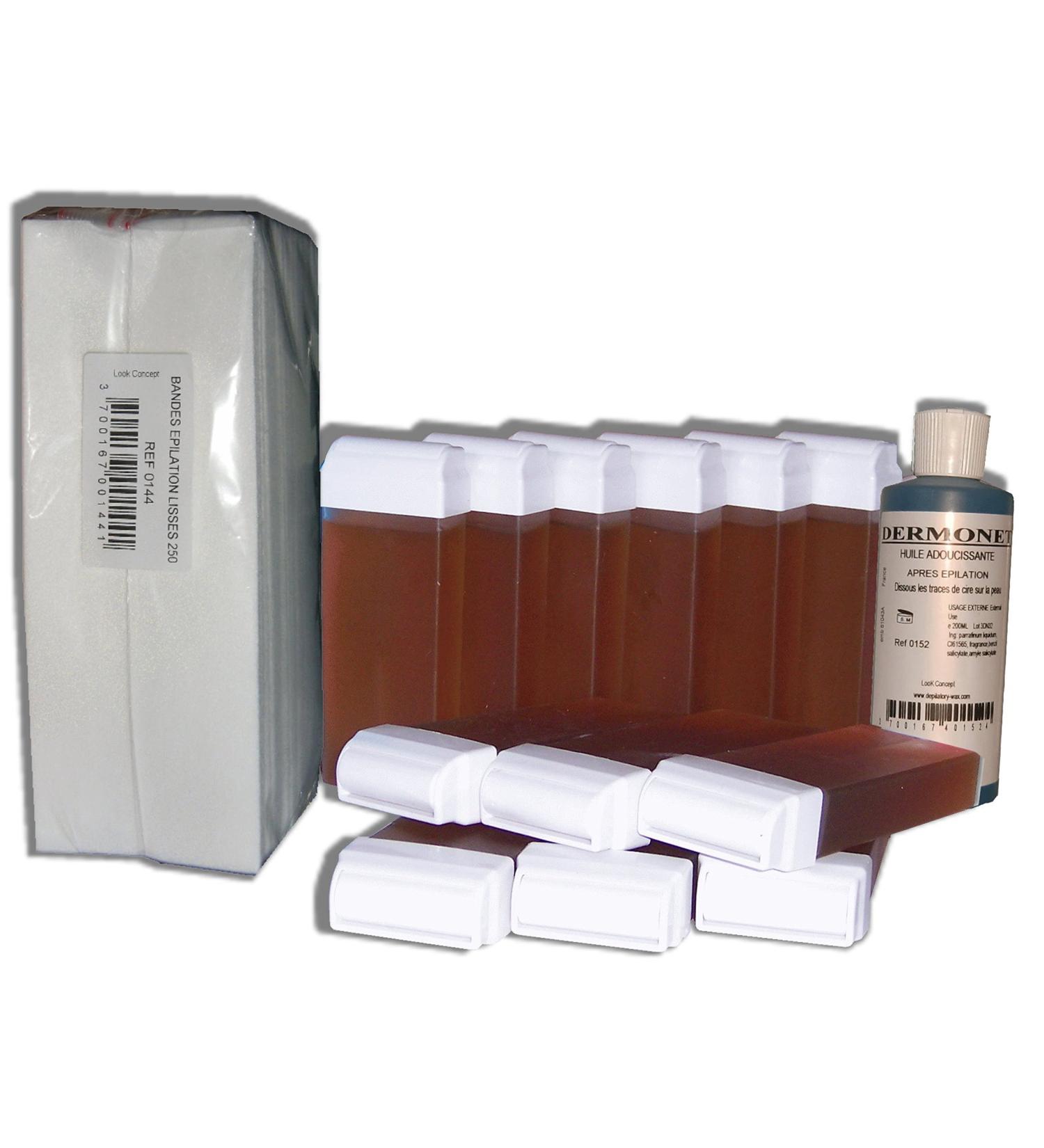 storepil - R assortiment de cires piler 12 recharges + 100 bandes + huile - Topaz pour pilation