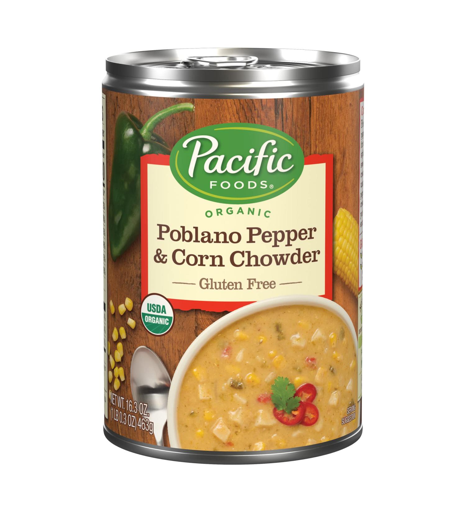 Organic Poblano Pepper & Corn Chowder - 16.3 oz - Vegetarian Soup by Pacific Foods - Buy Online on GoSupps.com