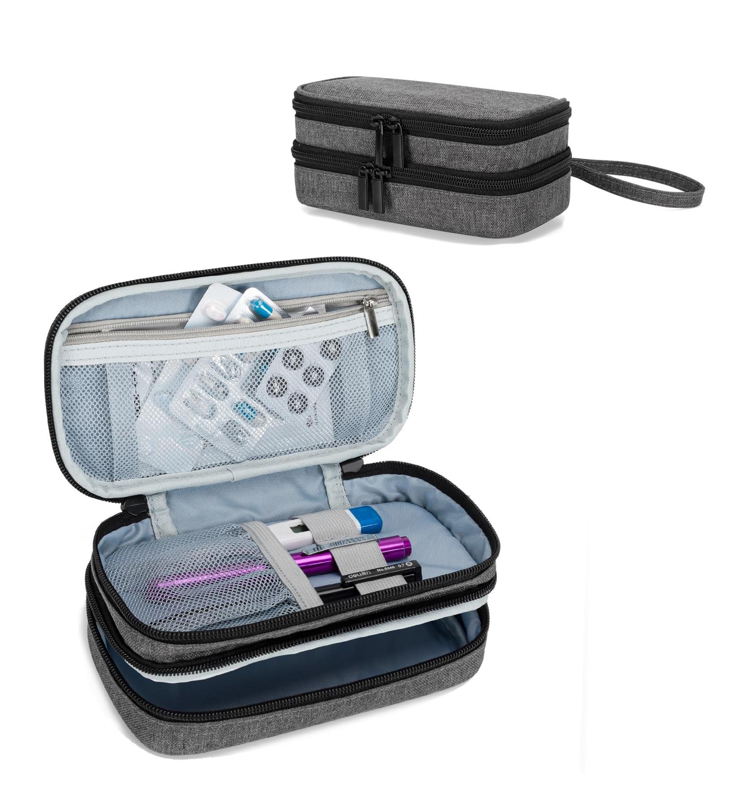 Trunab Portable Travel Bag with Weekly Pill Box Organizer - Travel Pill Case for Vitamins Fish Oil & Supplements - Grey - Buy Online on GoSupps.com