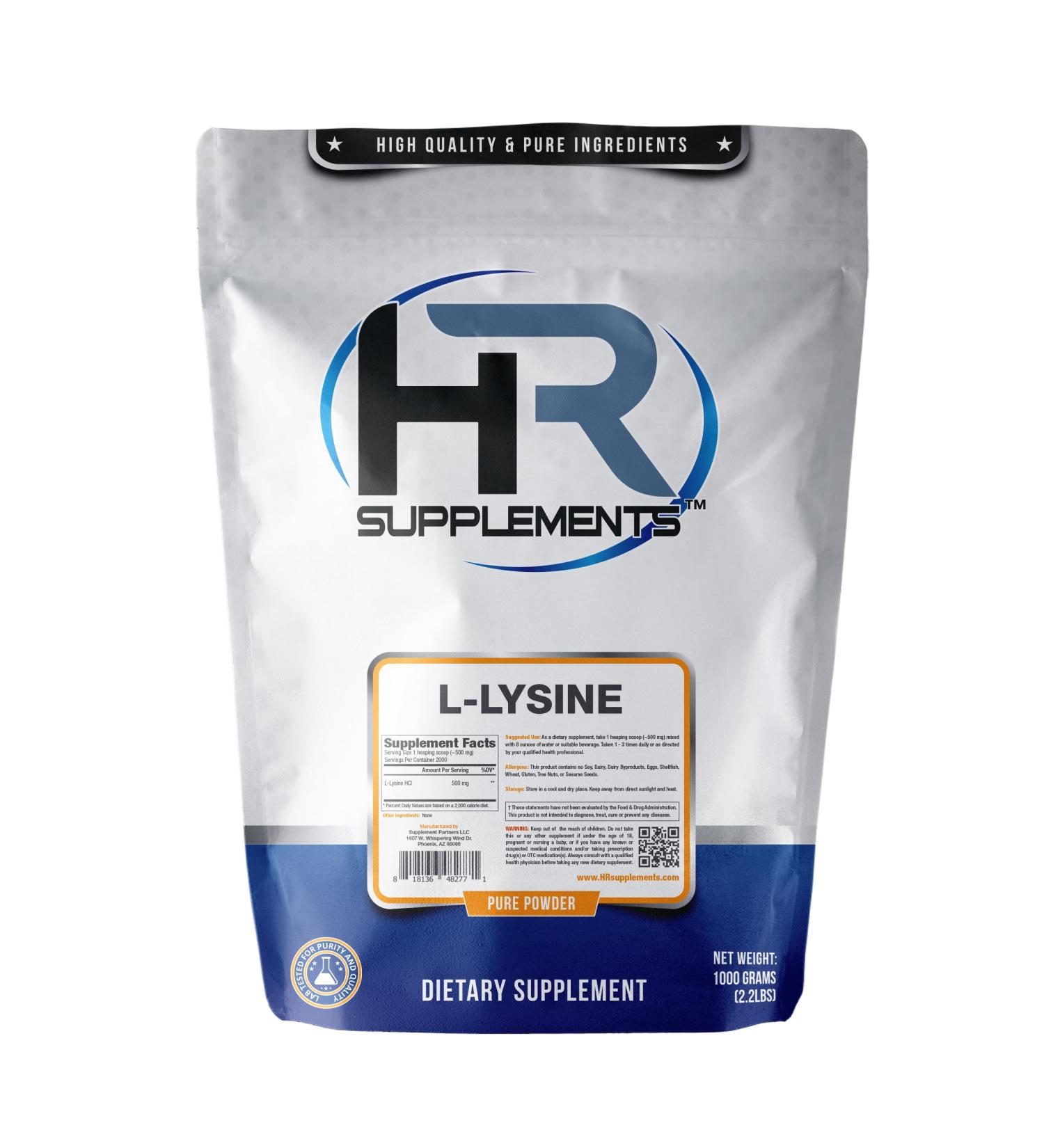 L-Lysine Powder - 1kg Antioxidant & Immune Support - HR Supplements for Optimal Health - Buy Online on GoSupps.com