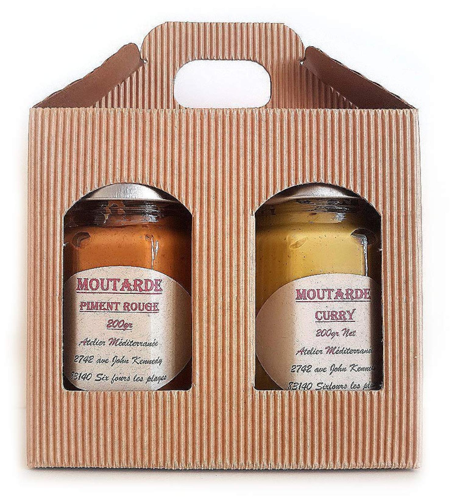 Atelier Méditerranée, Two Mustard Suitcase 400g Mustard Chili and Mustard Curry