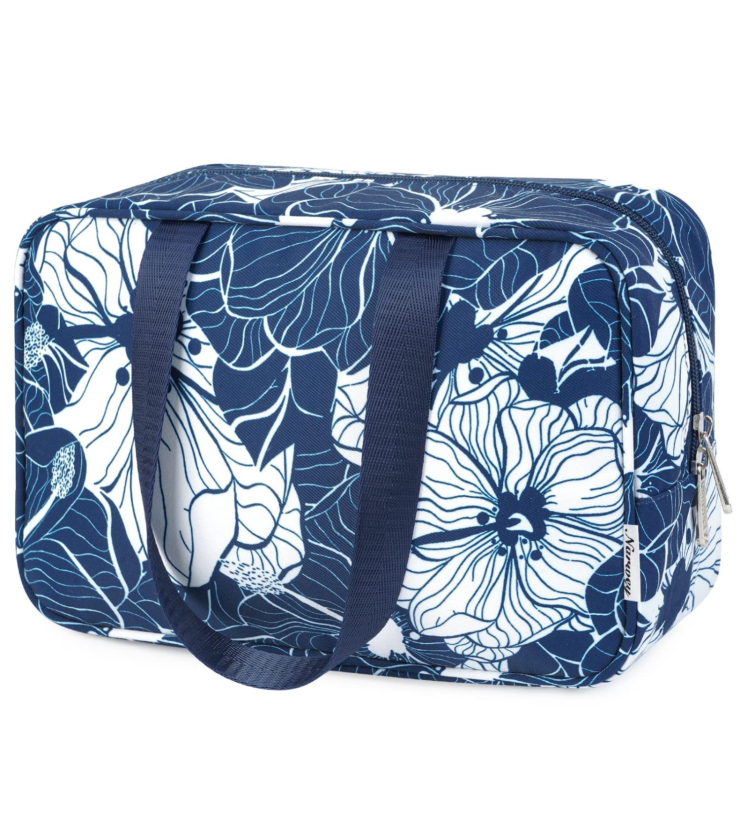 Large Blue Lotus Toiletry Bag - Travel Makeup Organizer for Women - Buy Online on GoSupps.com