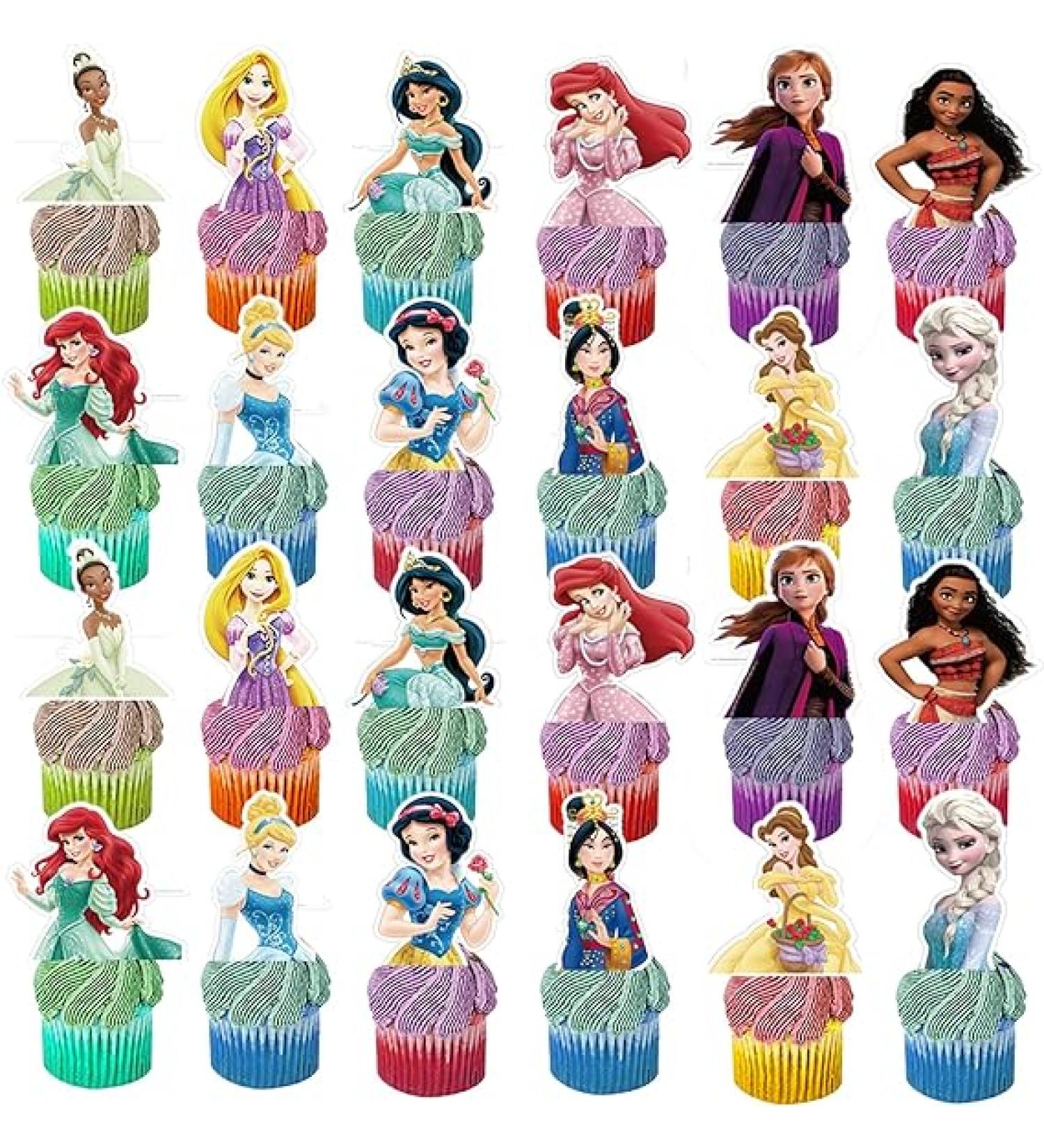 48Pcs Princesses Cupcake Toppers - Birthday Party Supplies & Cake Decorations - Buy Online on GoSupps.com