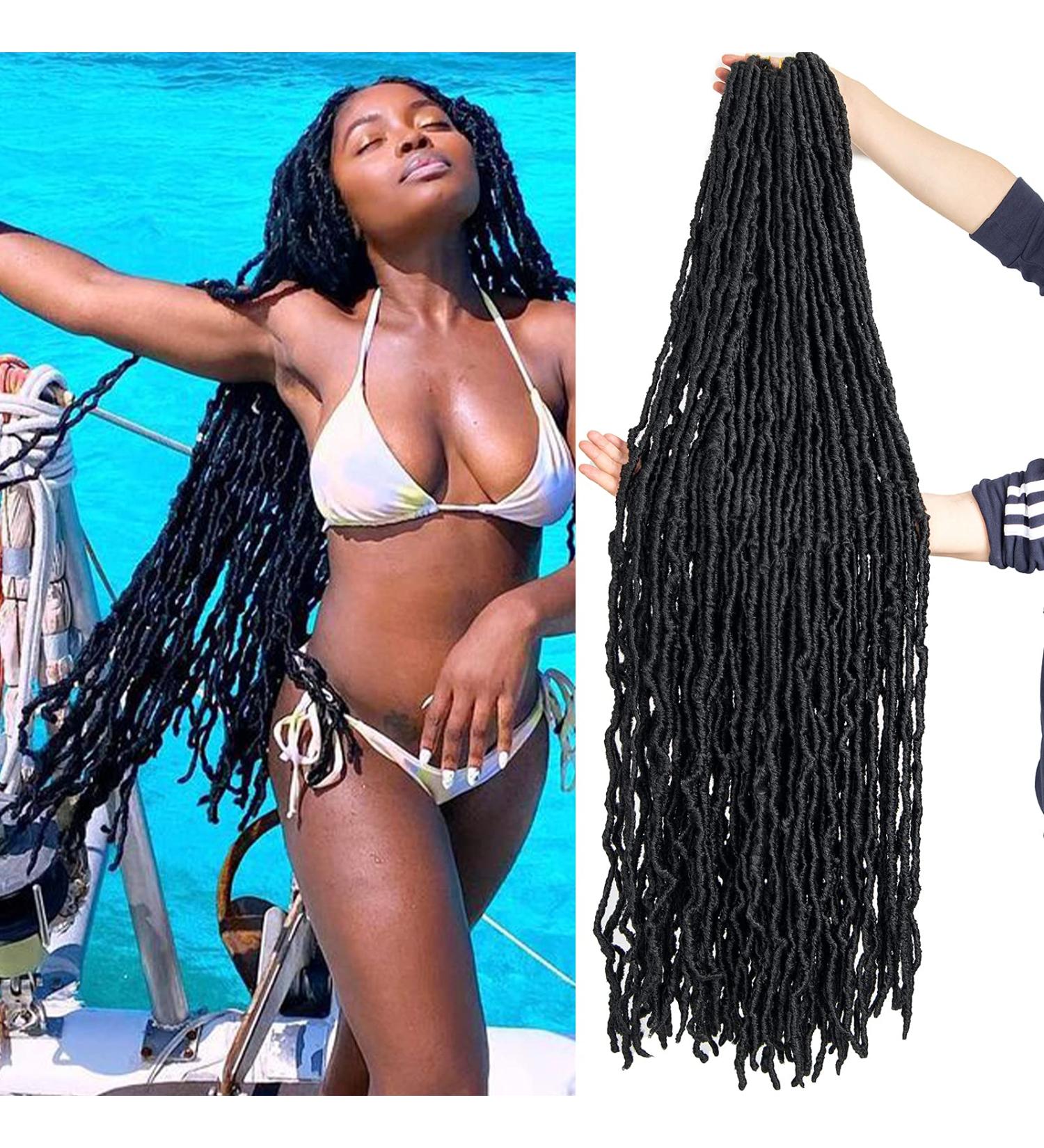 44 Inch Faux Locs Crochet Hair 6 Pack 1B - Soft Goddess Braiding Synthetic Hair - Buy Online on GoSupps.com