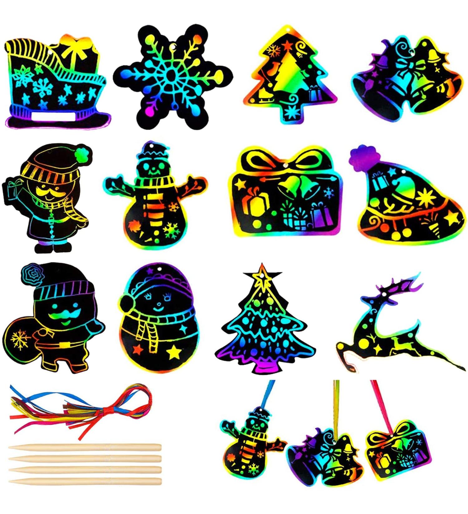 HLARTNET Christmas Scratch Paper - Magic Rainbow Art Crafts for Kids | Gift Tags & Ornaments Supplies - Buy Online on GoSupps.com