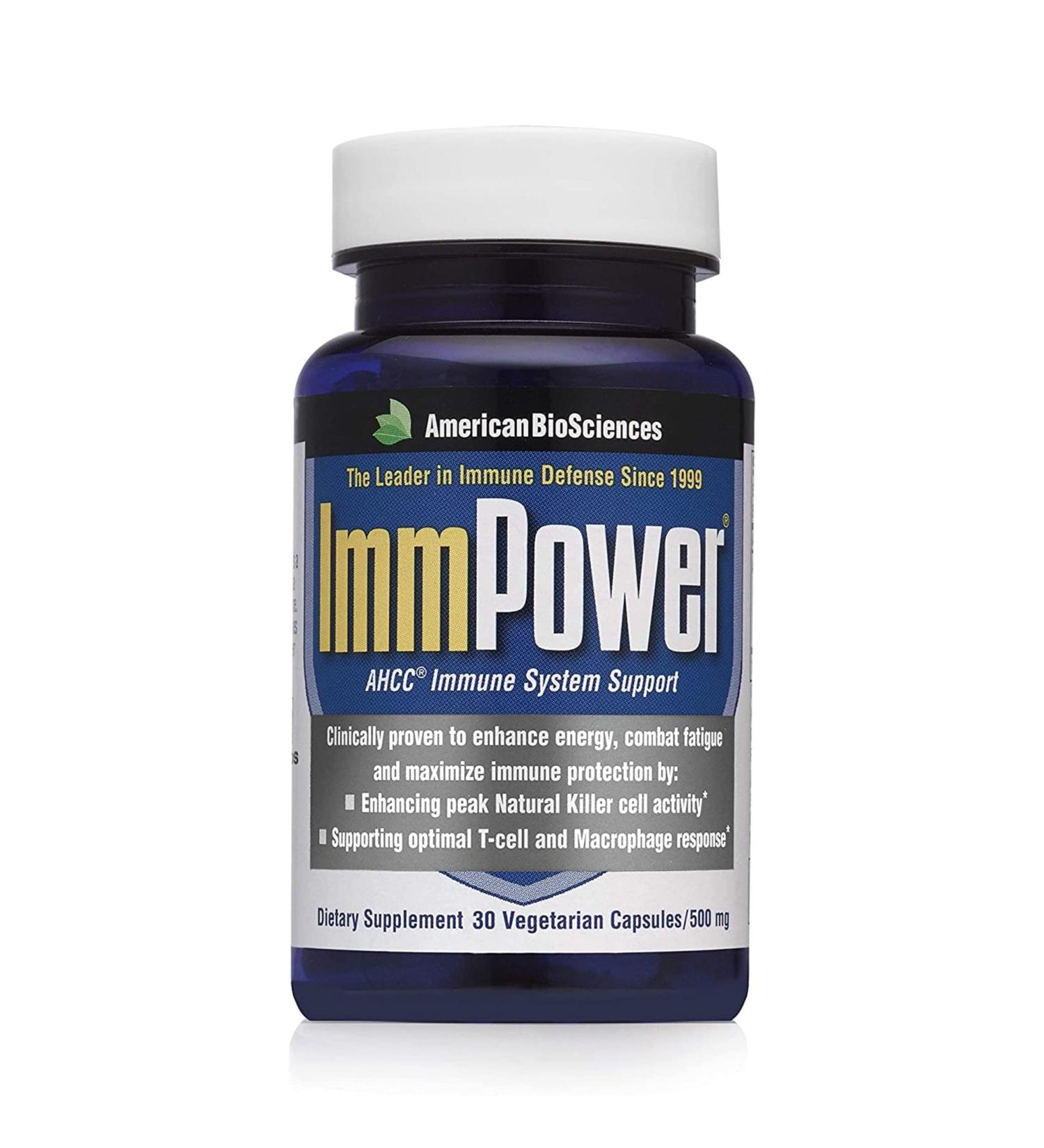 American BioSciences ImmPower AHCC Supplement, Vegetarian Capsules, Enhanced Immune Support, Natural Killer Cell Activity and Cytokine Production, 500 milligrams per Capsule (30 Count) AHCC 30 Count (Pack of 1) - Buy Online on GoSupps.com