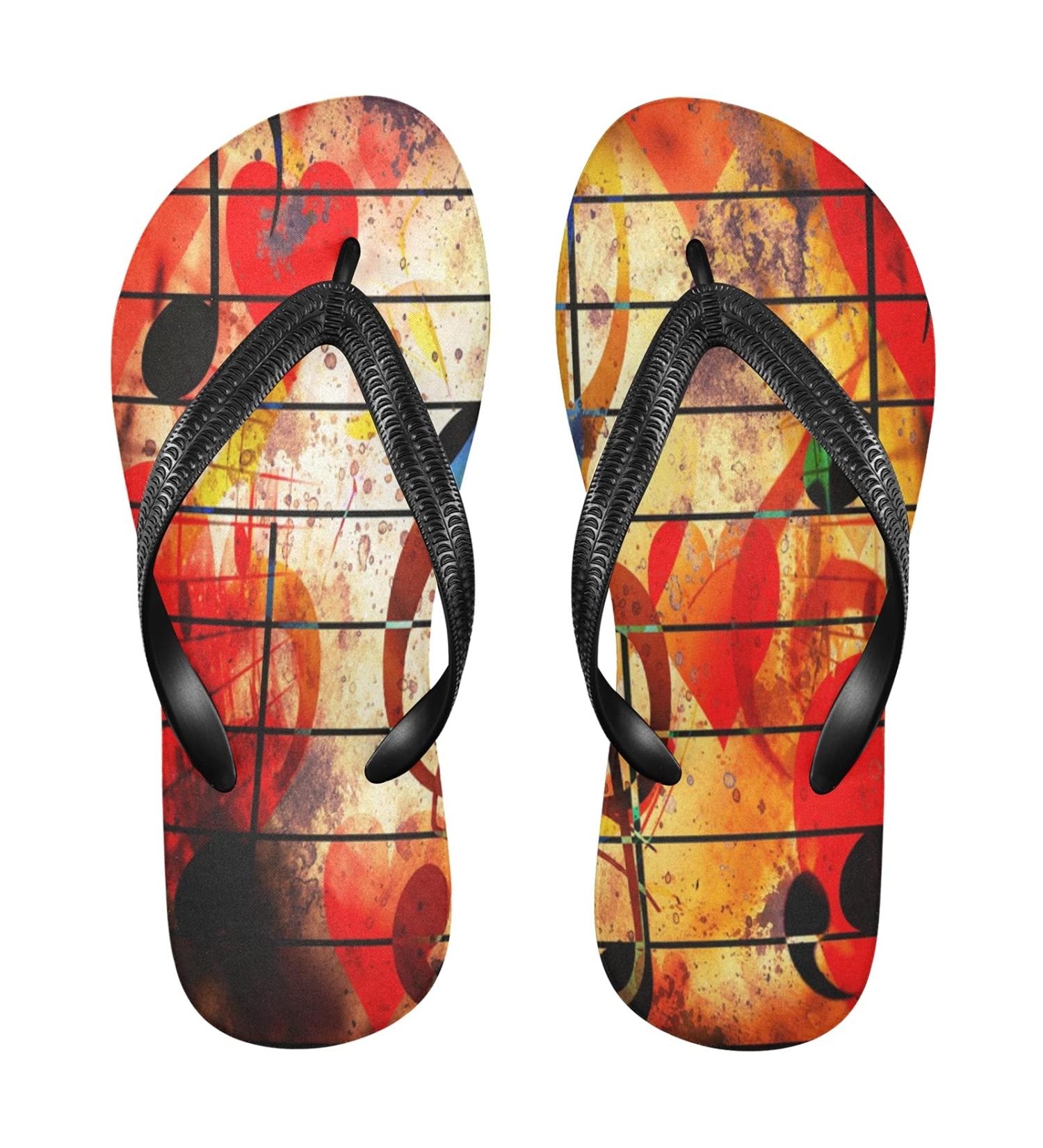 Mnsruu Musical Note Love Vintage Flip Flops | Stylish XXL Sandals for Men & Women | Perfect Home Spa & Travel Slippers - Buy Online on GoSupps.com
