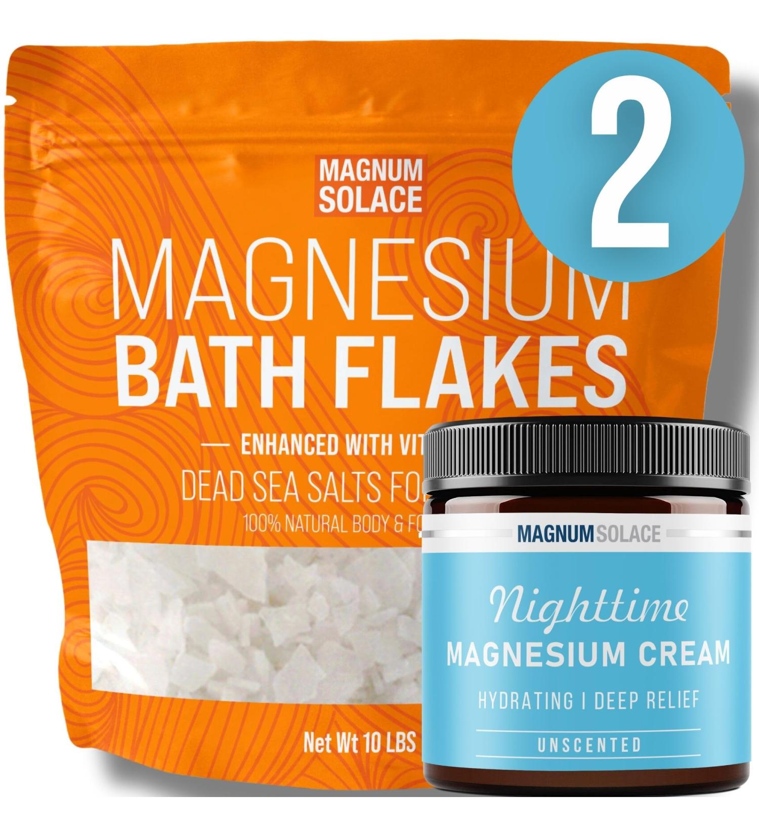 Magnesium Flakes with Vitamin C and Nighttime Magnesium Cream combo - Buy Online on GoSupps.com