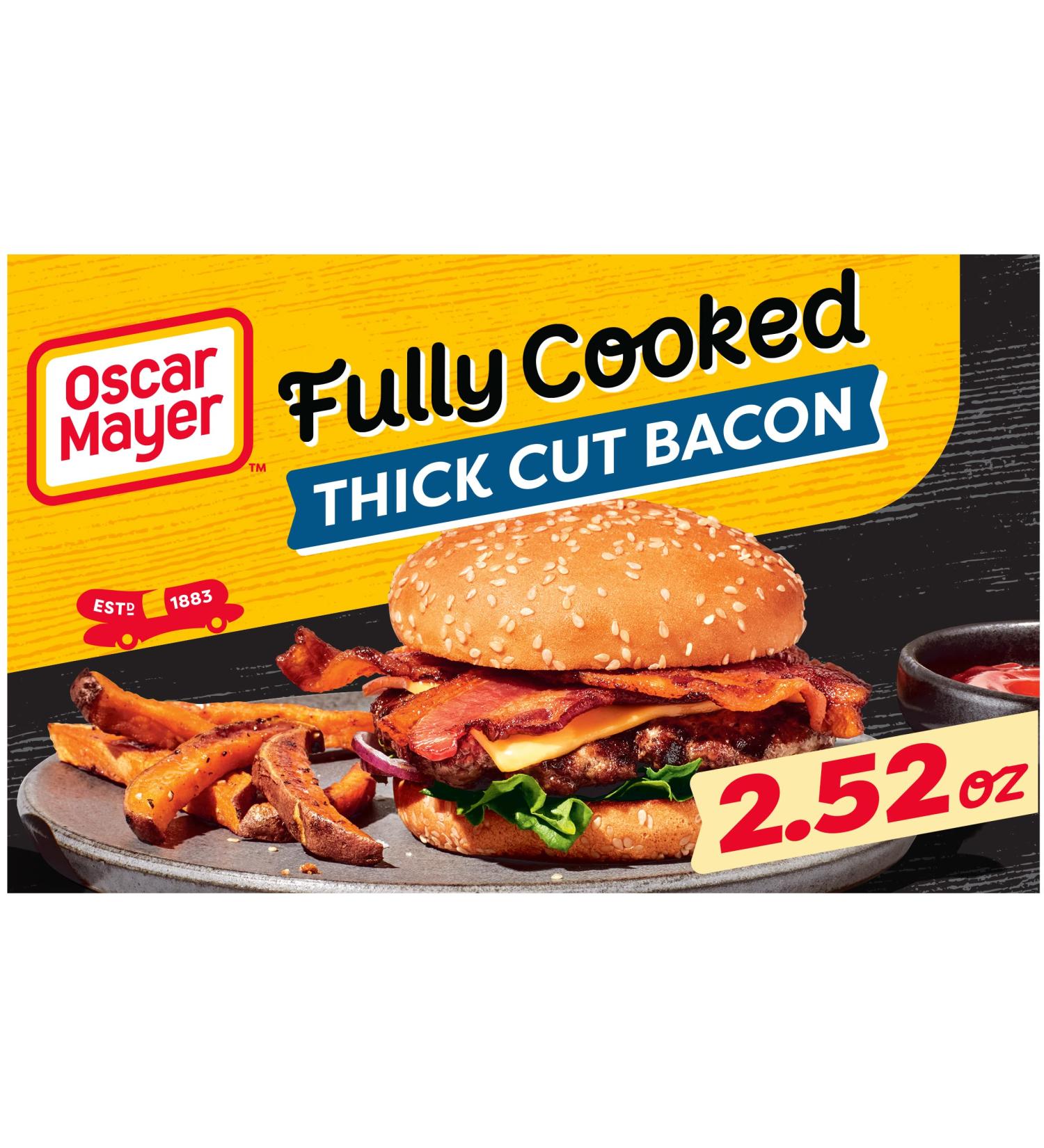 Oscar Mayer Fully Cooked Thick Cut Bacon - 2.52 oz Box (7-9 slices) - Buy Online on GoSupps.com
