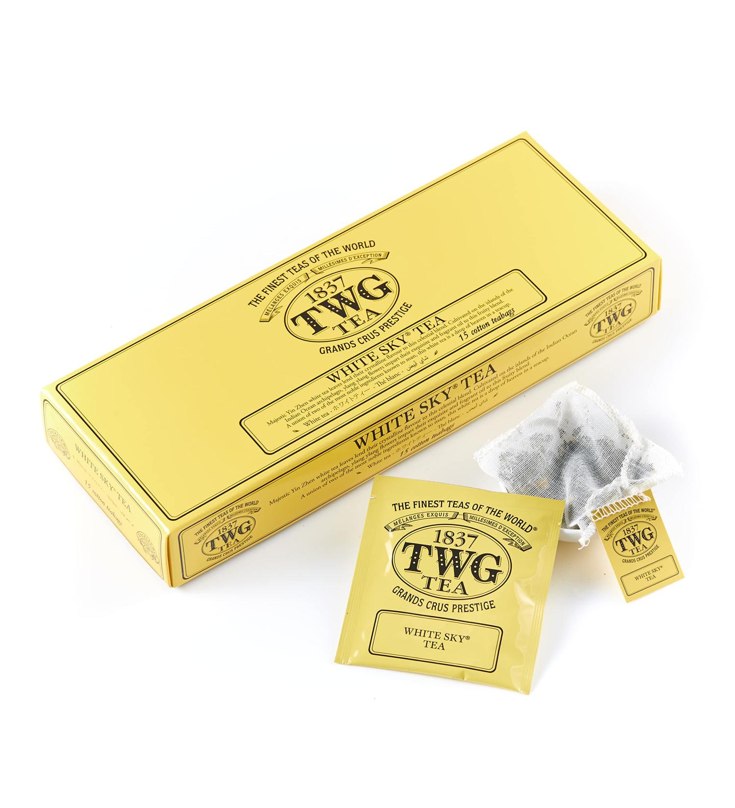 TWG Tea White Sky White Tea with Ylang Ylang Flowers - 15 Hand Sewn Tea Bags Gift Set - Buy Online on GoSupps.com