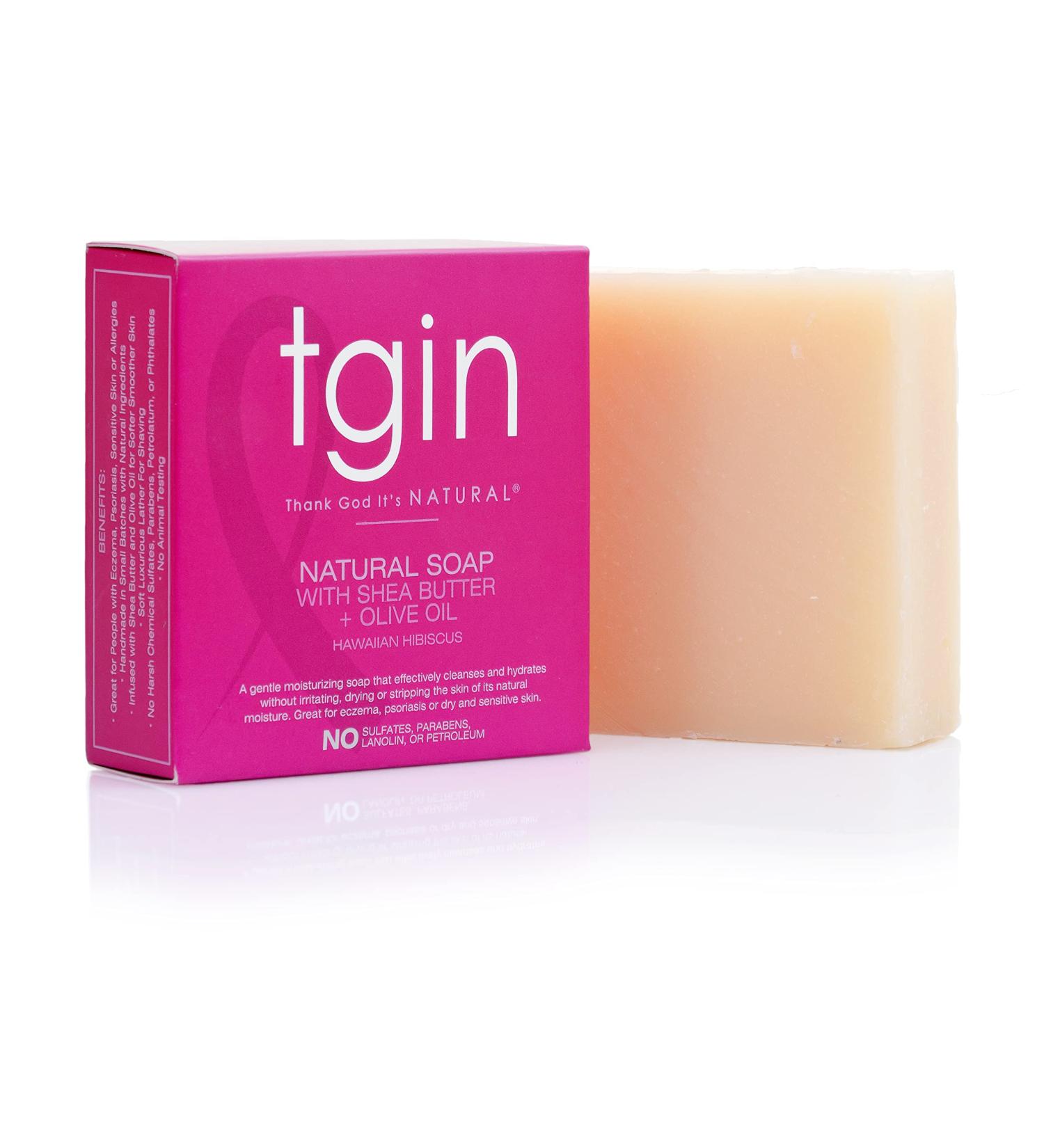 TGIN Olive Oil Natural Soap - Hawaiian Hibiscus 4oz Bar with Shea Butter - For Allergies, Eczema, Psoriasis, Acne - Buy Online on GoSupps.com