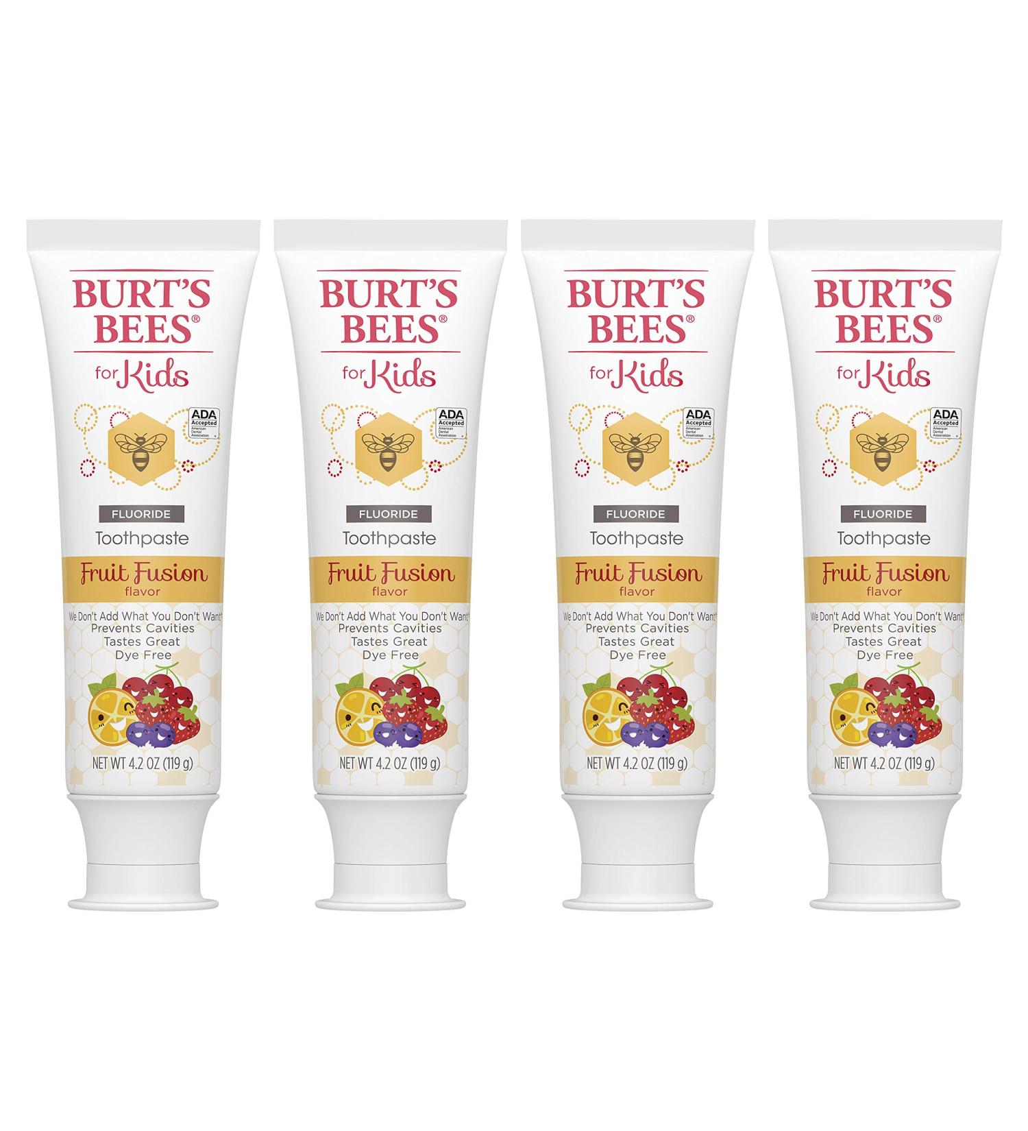 Burt's Bees Kids Fluoride Toothpaste Fusion Fruit 4.2oz (Pack of 4) - Buy Online on GoSupps.com