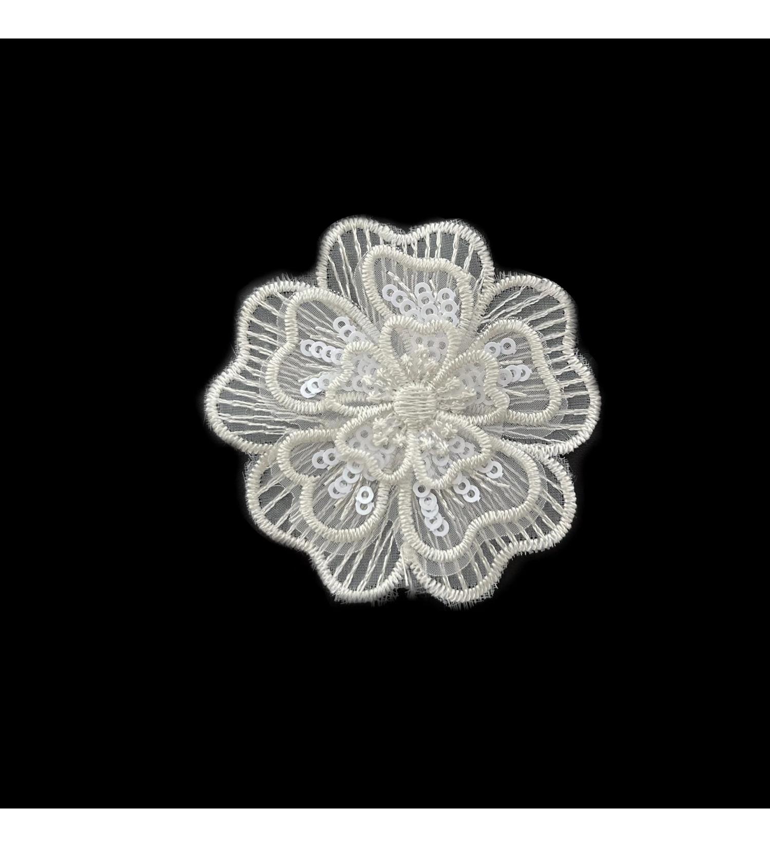 10pcs White Embroidery Flowers Sew On Patch - 3-Layer Organza Lace Applique for Wedding Dress DIY - 65MM Wide - Buy Online on GoSupps.com