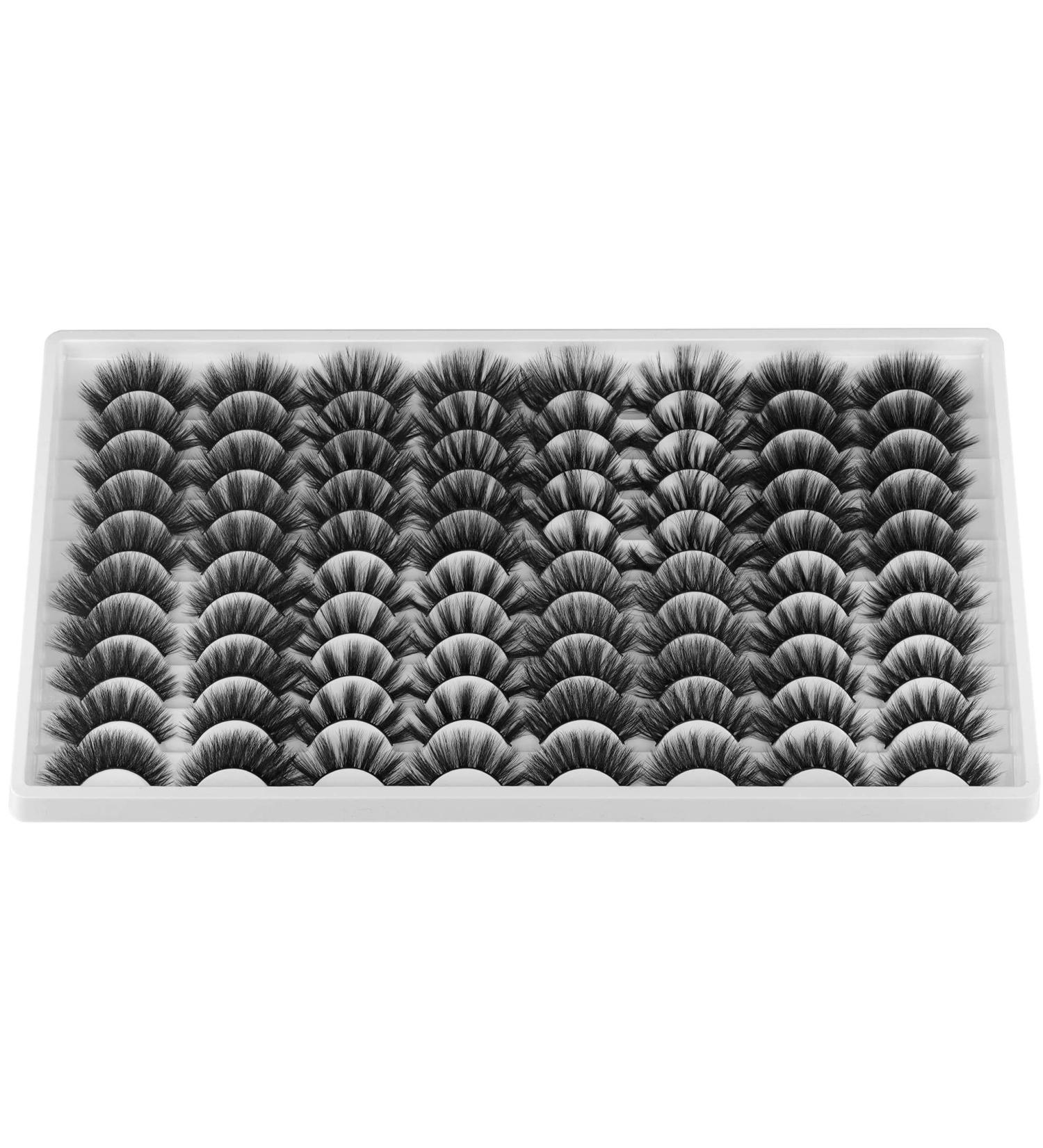 40 Pairs Wholesale Faux Mink False Eyelashes - 8 Styles, 18-22MM, Crossed Fluffy Volume, Reusable 3D Cat Eye & Round Shape - Pack of 40 Pairs - Buy Online on GoSupps.com