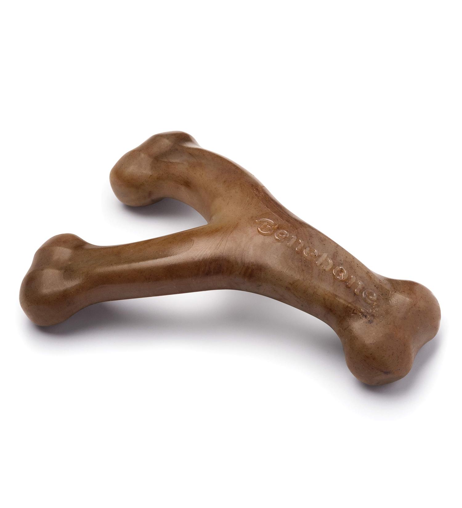 Benebone Real Bacon Wishbone Dog Chew Toy - Durable & Made in USA for Aggressive Chewers - Buy Online on GoSupps.com