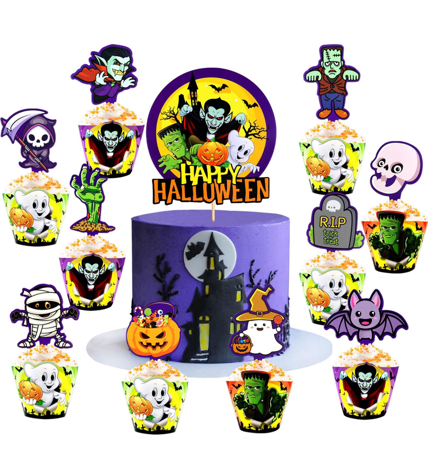 72 Pcs Halloween Cupcake Toppers Cupcake Liners Pumpkin 40 Pcs Cupcake Wrapper and 40 Pcs Cupcake Toppers muffin Case Trays for Halloween Birthday Decoration Party Supply (72 pcs) - Buy Online on GoSupps.com