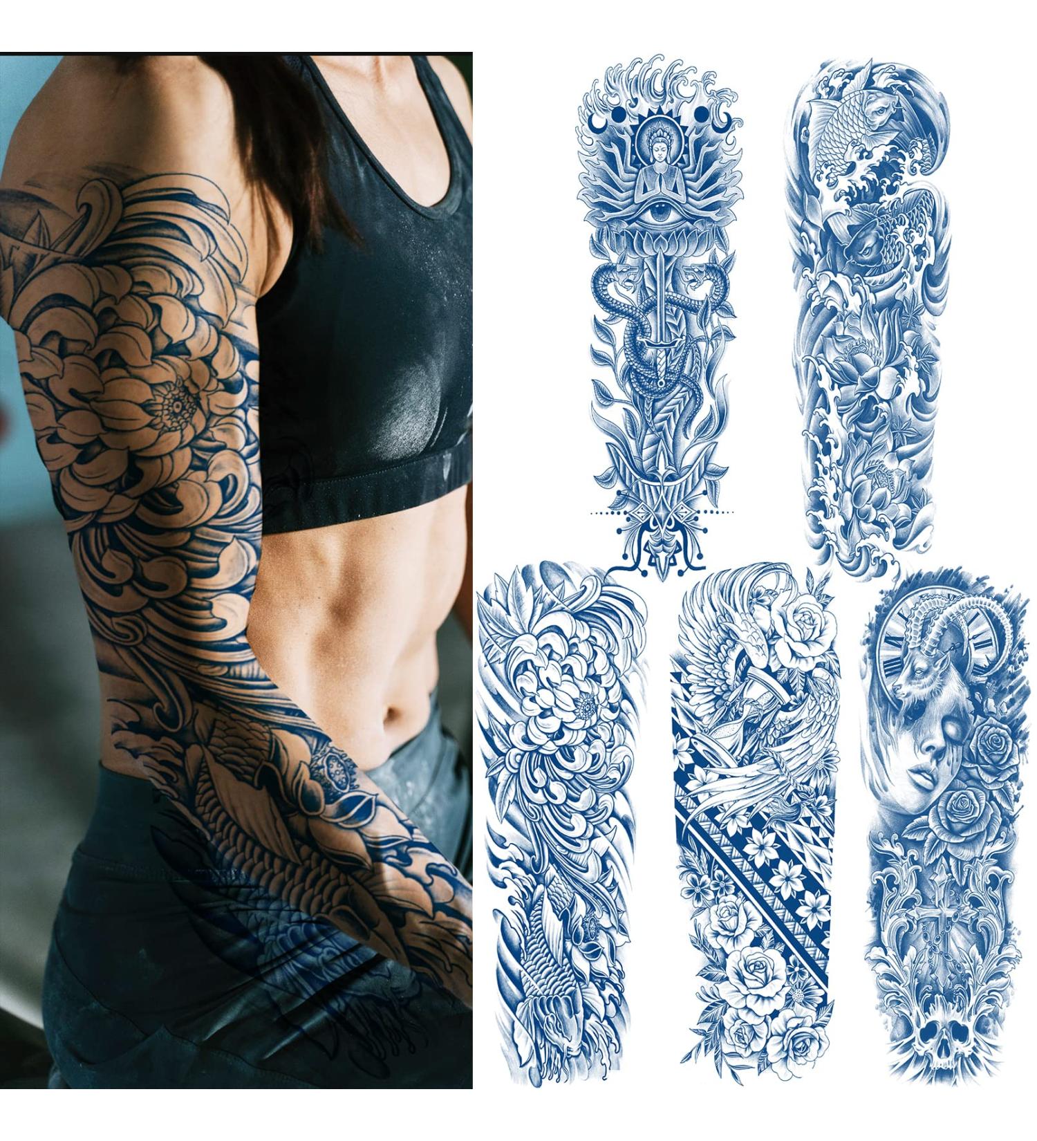 Aresvns Realistic Temporary Sleeve Tattoo for Men & Women - Waterproof & Long-Lasting - Christmas Gift - 2-3 Weeks - Buy Online on GoSupps.com