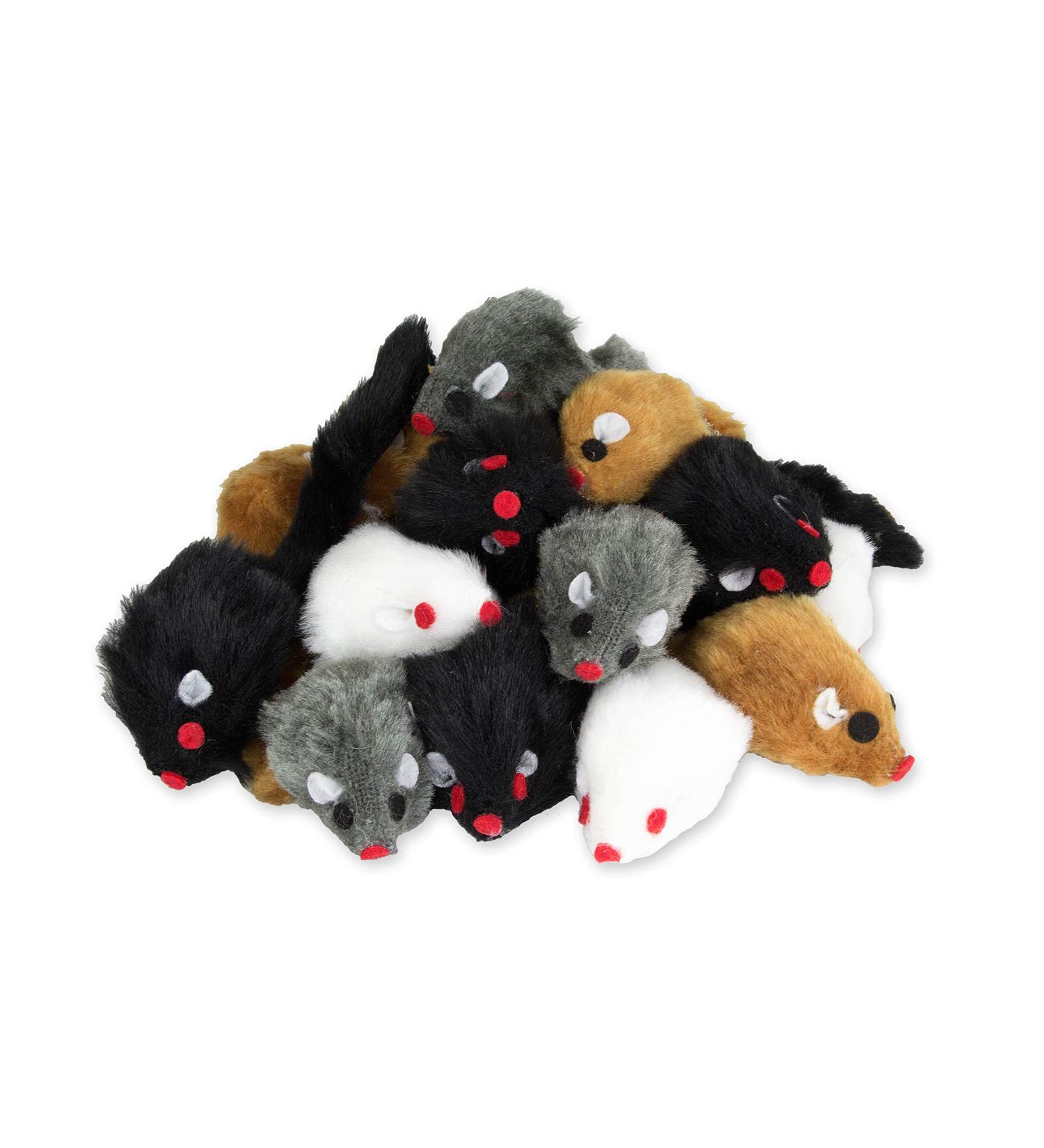 Kratzbaumland toy mouse with plush tail (various colors) (black - 12 pieces) 12 pieces black
