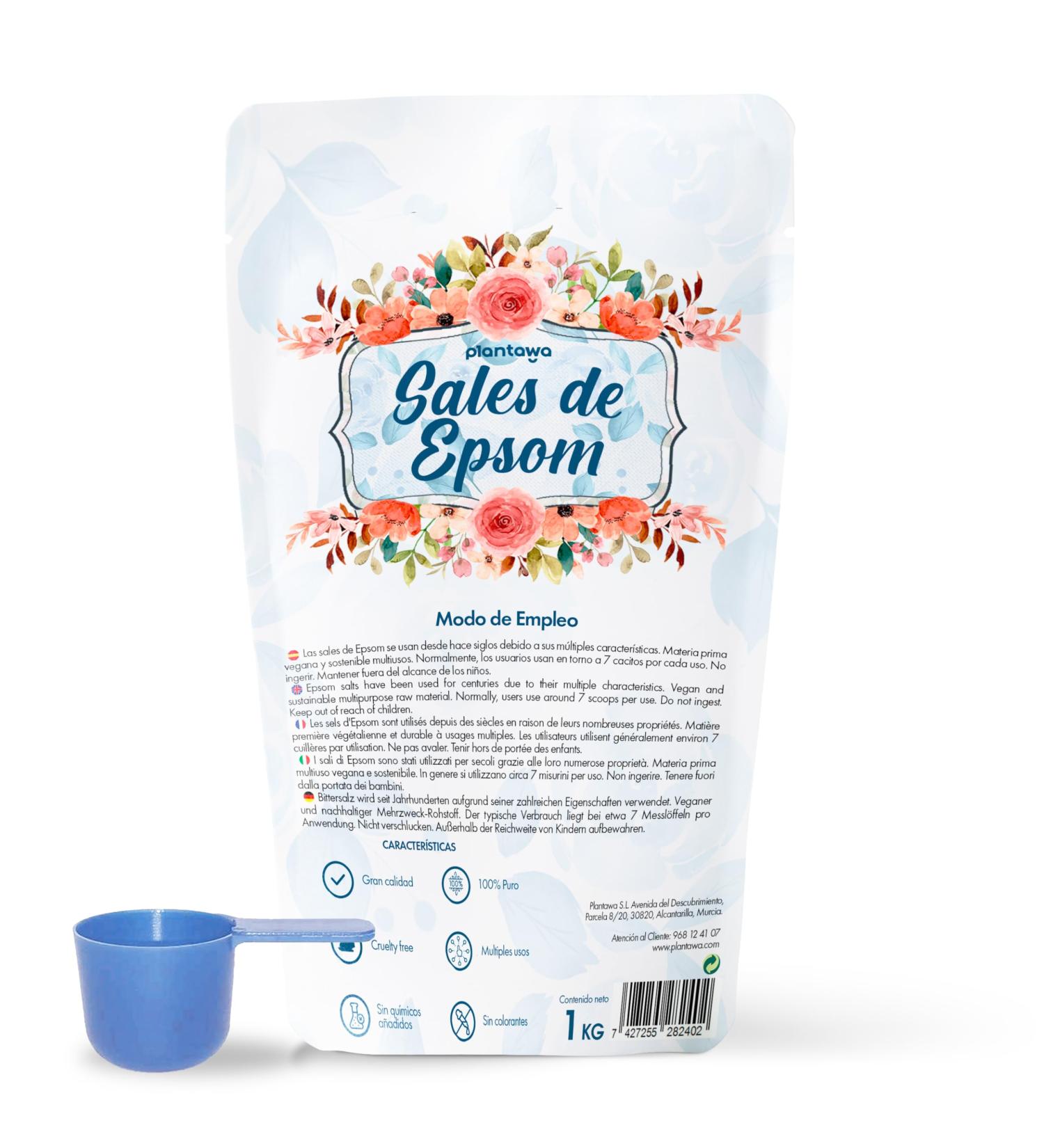 PLANTAWA Epsom Salt 1 kg | Pure Magnesium Sulphate Soothing Aromatherapy Relaxing and Foaming Bath Free from Toxins and Ad - Buy Online on GoSupps.com