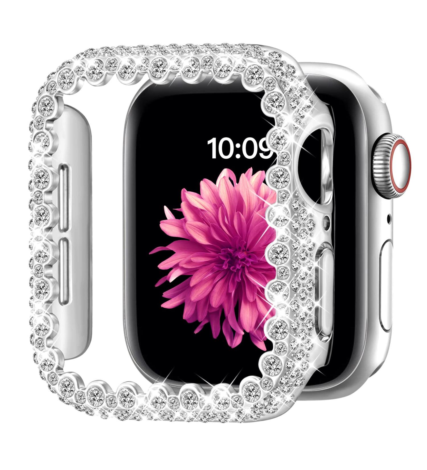 Bling Bumper Case Compatible with Apple Watch Series 6 5 4 Se 44mm Diamond Protective Face Cover for Women Hard PC Frame Protector for iWatch 44mm Silver Silver 44mm - Buy Online on GoSupps.com