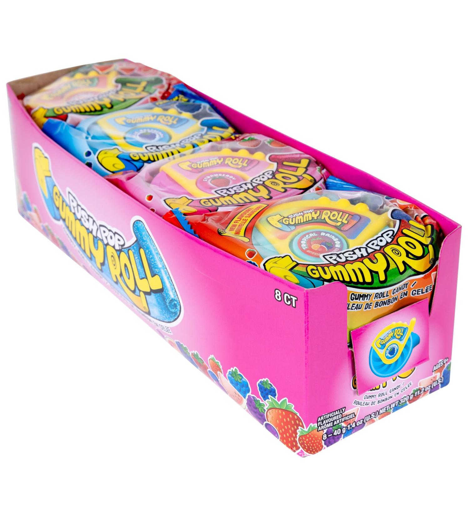 Push Pop Gummy Roll Candy - 8 Count Variety Pack - Individually Wrapped Gummy Candy Assorted Flavors - Buy Online on GoSupps.com