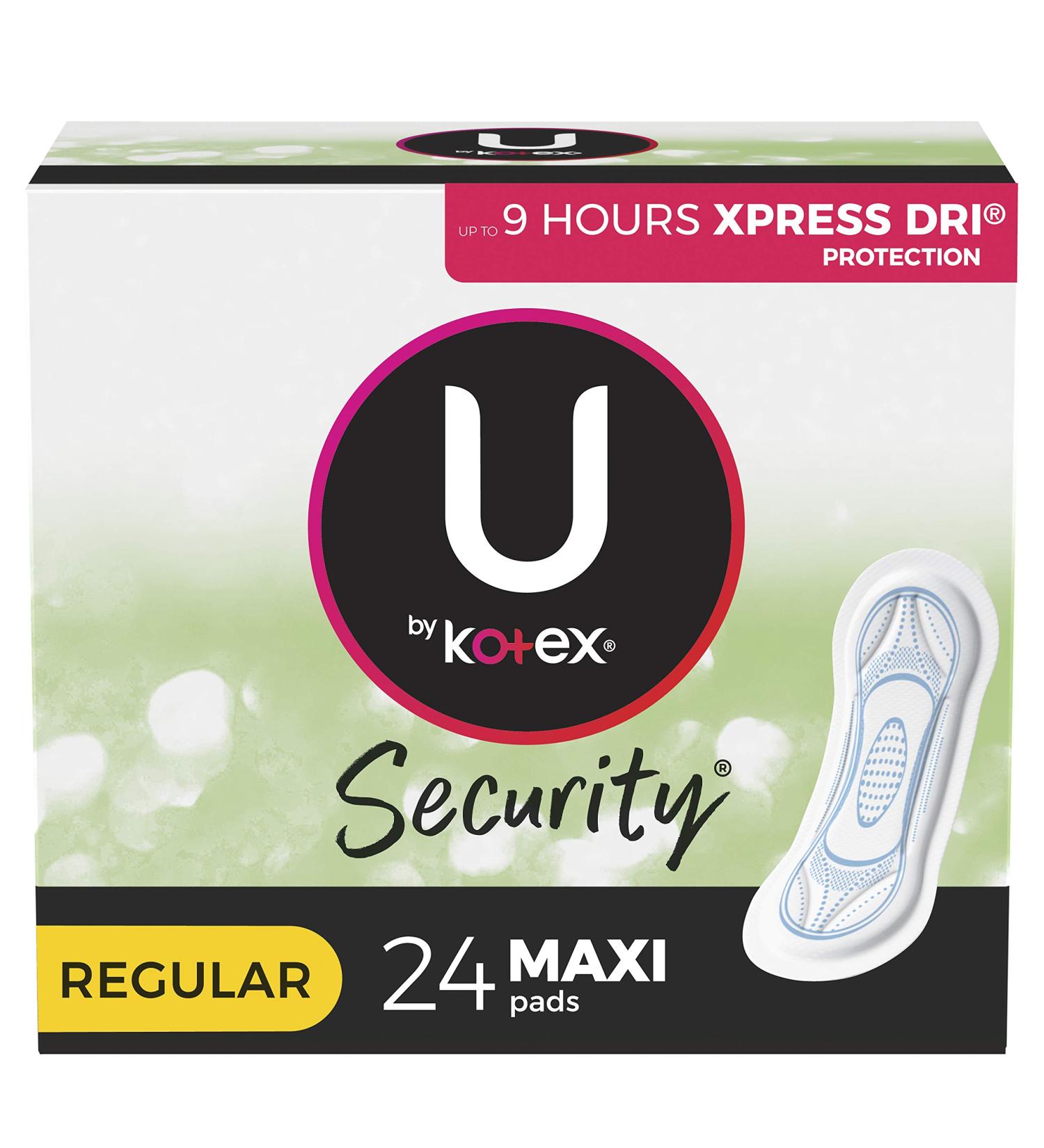 Kotex Regular Maxi Pads 24 ct - Absorbent Feminine Hygiene Protection - Buy Online on GoSupps.com
