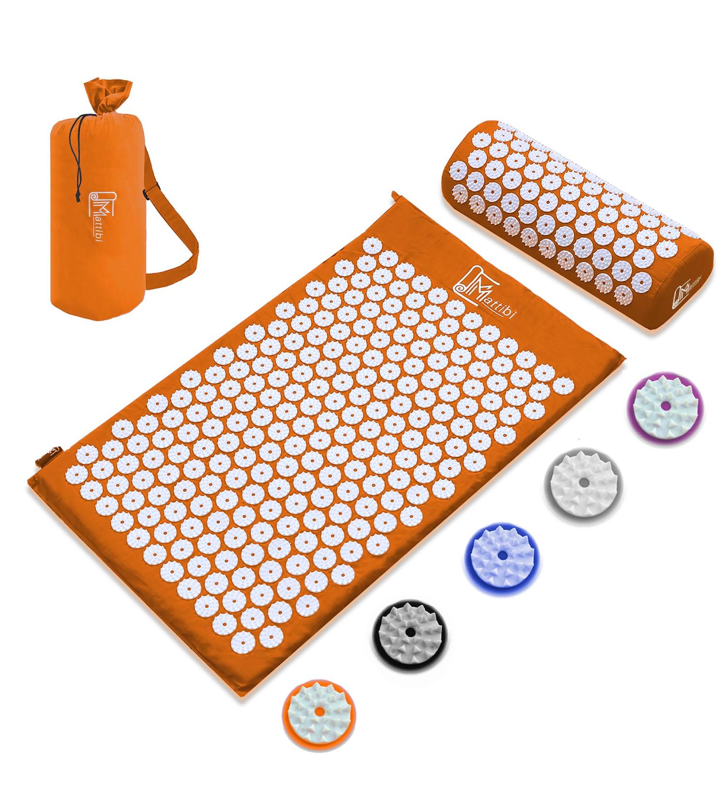 Acupressure Mat & Pillow Set for Pain Relief | Relaxation & Meditation | Orange Acupressure Massage Mat - Buy Online on GoSupps.com