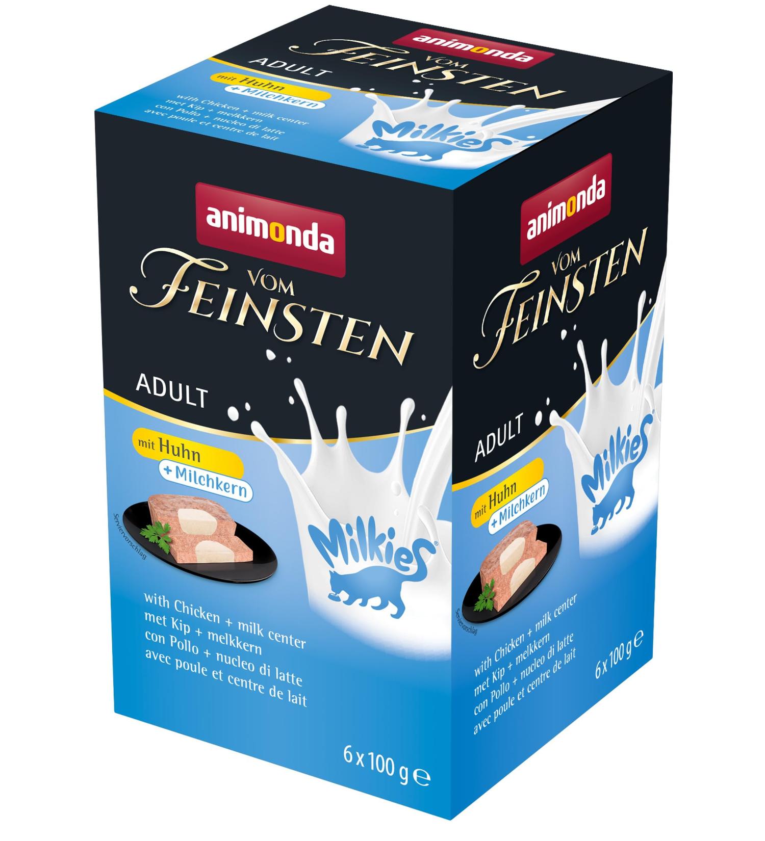 animonda Vom Feinsten Adult cat food wet food for adult cats with chicken + milk core 6 x 100 g