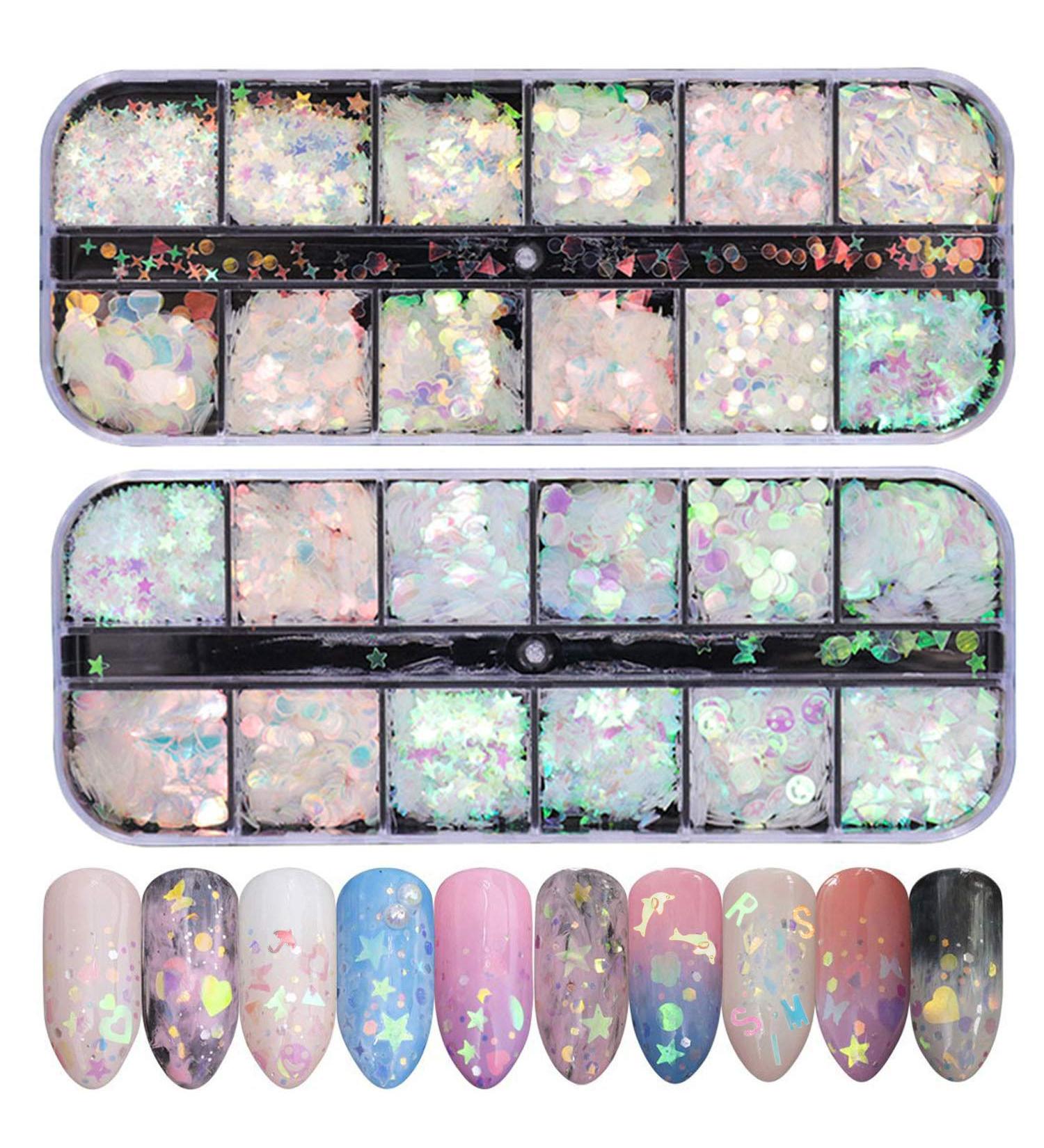 Ebanku 24-Color Nail Art Glitter Flakes - Colorful Sequins for DIY Face Body & Eye Decoration | Perfect for Parties Halloween & Christmas - Buy Online on GoSupps.com
