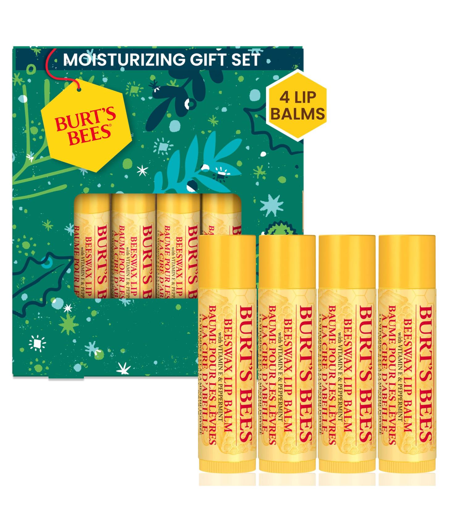 Burt's Bees Lip Balm Gift Set Beeswax Bounty Classic Perfect Lip Balms for Holiday Gift Baskets 4-Pack 0.15 oz. - Buy Online on GoSupps.com
