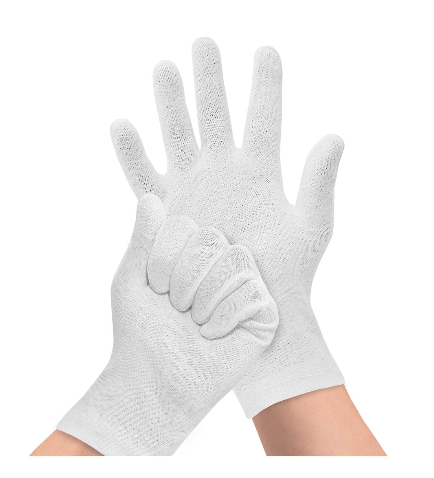 12 pcs White Cotton Gloves Soft Moisturizing Gloves for Eczema and Dry Hands Art Photography Archival Coin Handling and jewellery inspection - Buy Online on GoSupps.com