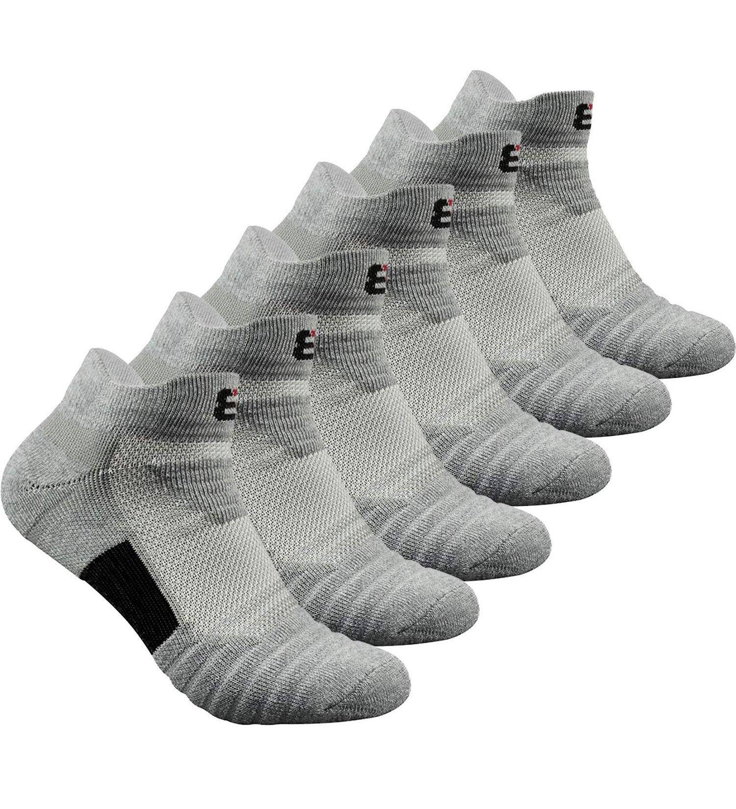 Belisy Men's Compression Athletic Socks - 6 Pack for Basketball & Running | Grey | Medium - Buy Online on GoSupps.com
