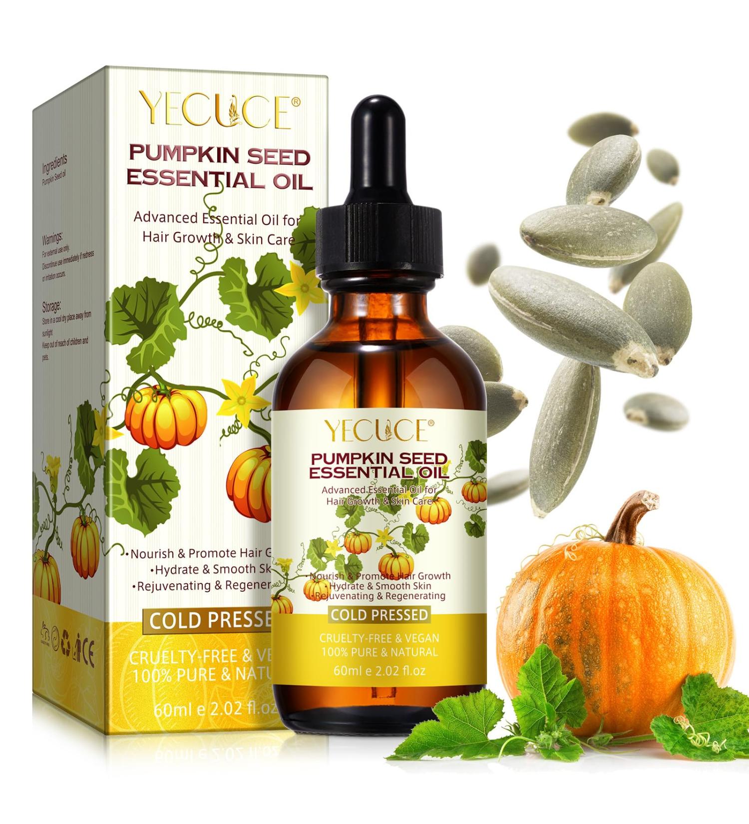Pumpkin Seed Oil Organic Pumpkin Seed Oil Liquid Drops for Moisturising Effect on Face and Skin | 100% Natural Cold Pressed Unrefined Promotes Hair Growth for Eyelashes - Buy Online on GoSupps.com