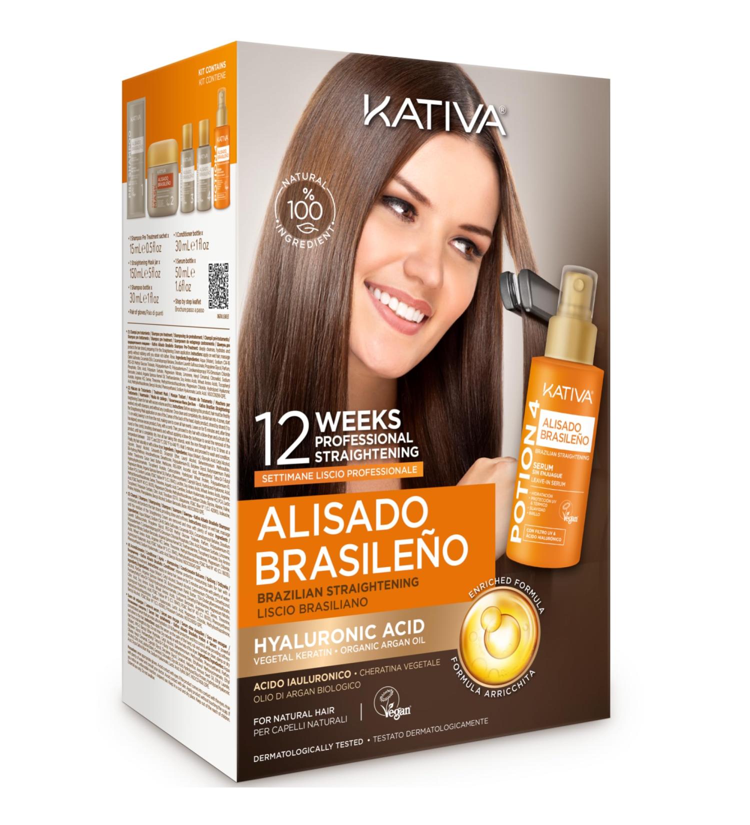 Buy Kativa Brazilian Keratin Straightening Treatment with Hyaluronic Acid | Premium At-Home Hair Care - Buy Online on GoSupps.com