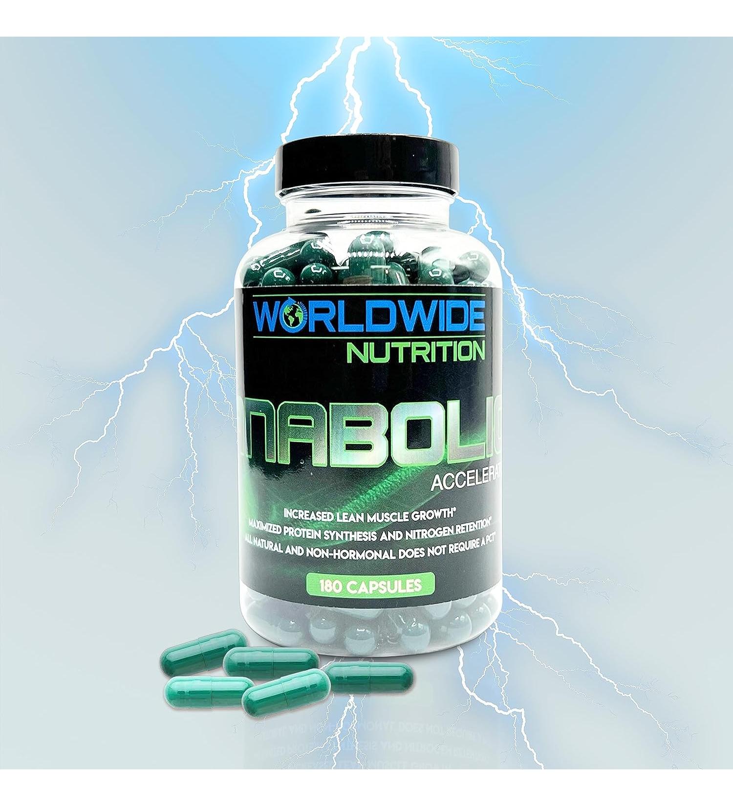 Worldwide Nutrition Anabolic Accelerator Supplement - Muscle Growth & Strength Power - Plant-Based Workout Enhancer - Cortisol Blocker & Metabolism Booster - 180 Capsules - Buy Online on GoSupps.com
