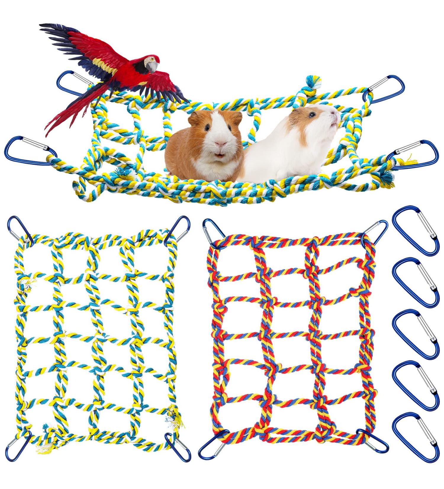 Small Animal Rope Climbing Ladder and Bridge - 2 Piece Set for Bird, Hamster, Rat - Red and Yellow - Buy Online on GoSupps.com