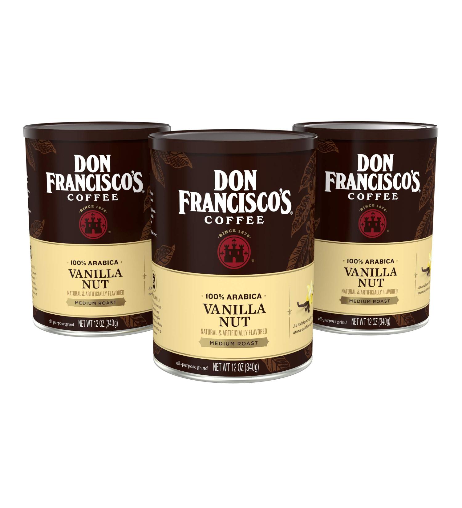 Don Francisco's Vanilla Nut Ground Coffee - 36 oz (3 x 12 oz Cans) - Pack of 3 - Buy Online on GoSupps.com