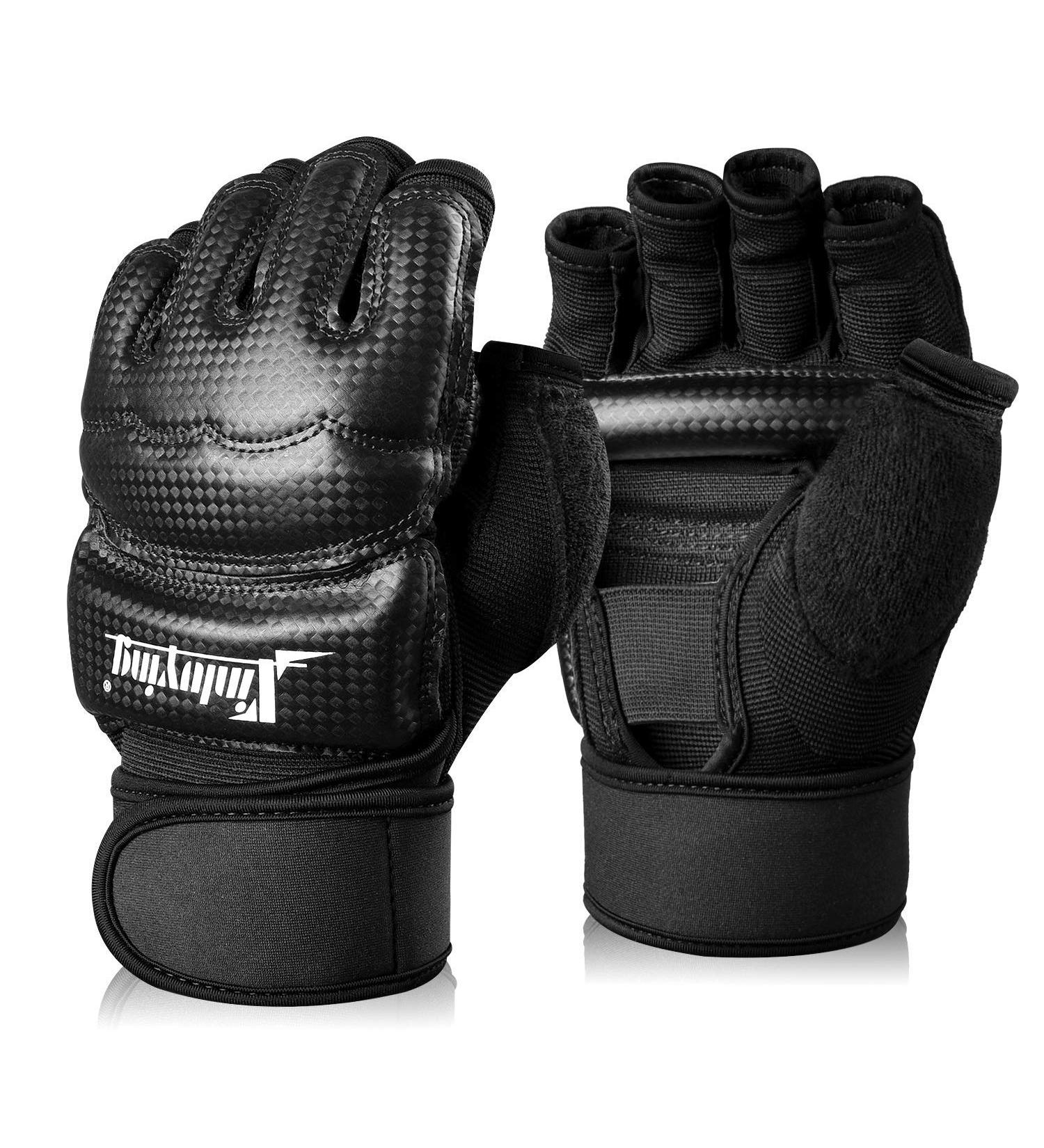 Buy Xinluing Boxing Gloves for MMA Muay Thai & Taekwondo - PU Leather Black Durable Wrist Wraps for Sparring & Training - Buy Online on GoSupps.com