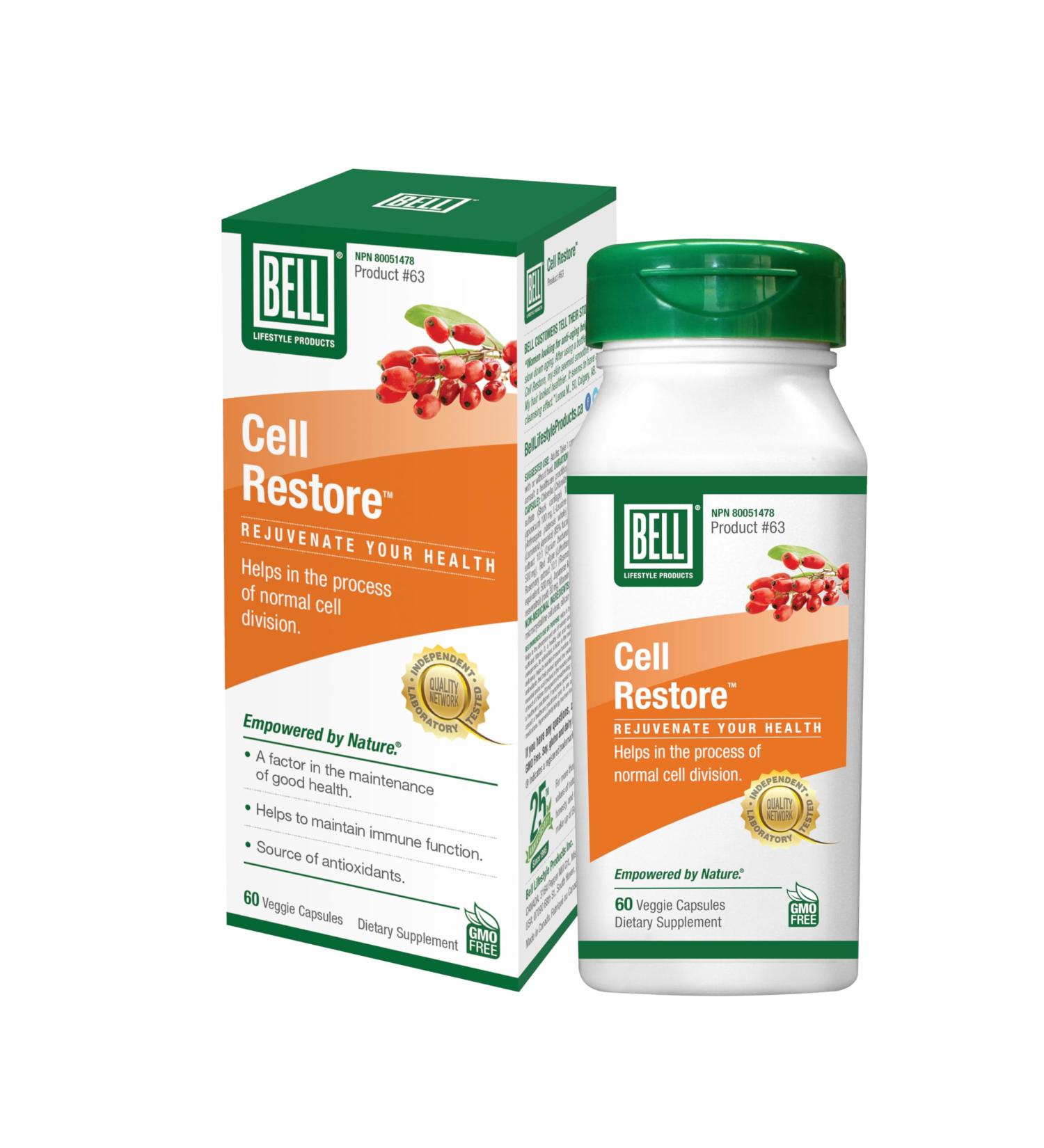 Bell Cell Restore - Helps in the normal process of cell division by protecting cells against oxidative damage caused by free radicals. Bell Cell Restore 60 Capsules - Buy Online on GoSupps.com
