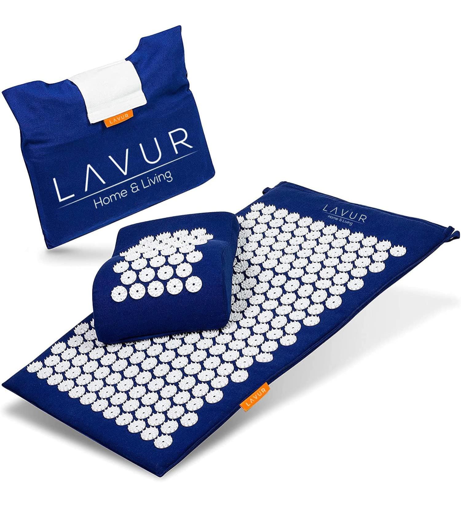Lavur Home & Living Akupressurmatte - Soothing Relaxation for Body & Mind | Acupuncture Relief for Tension & Pain | Complete Set with Pillow & Bag | Blue - Shop Now! - Buy Online on GoSupps.com