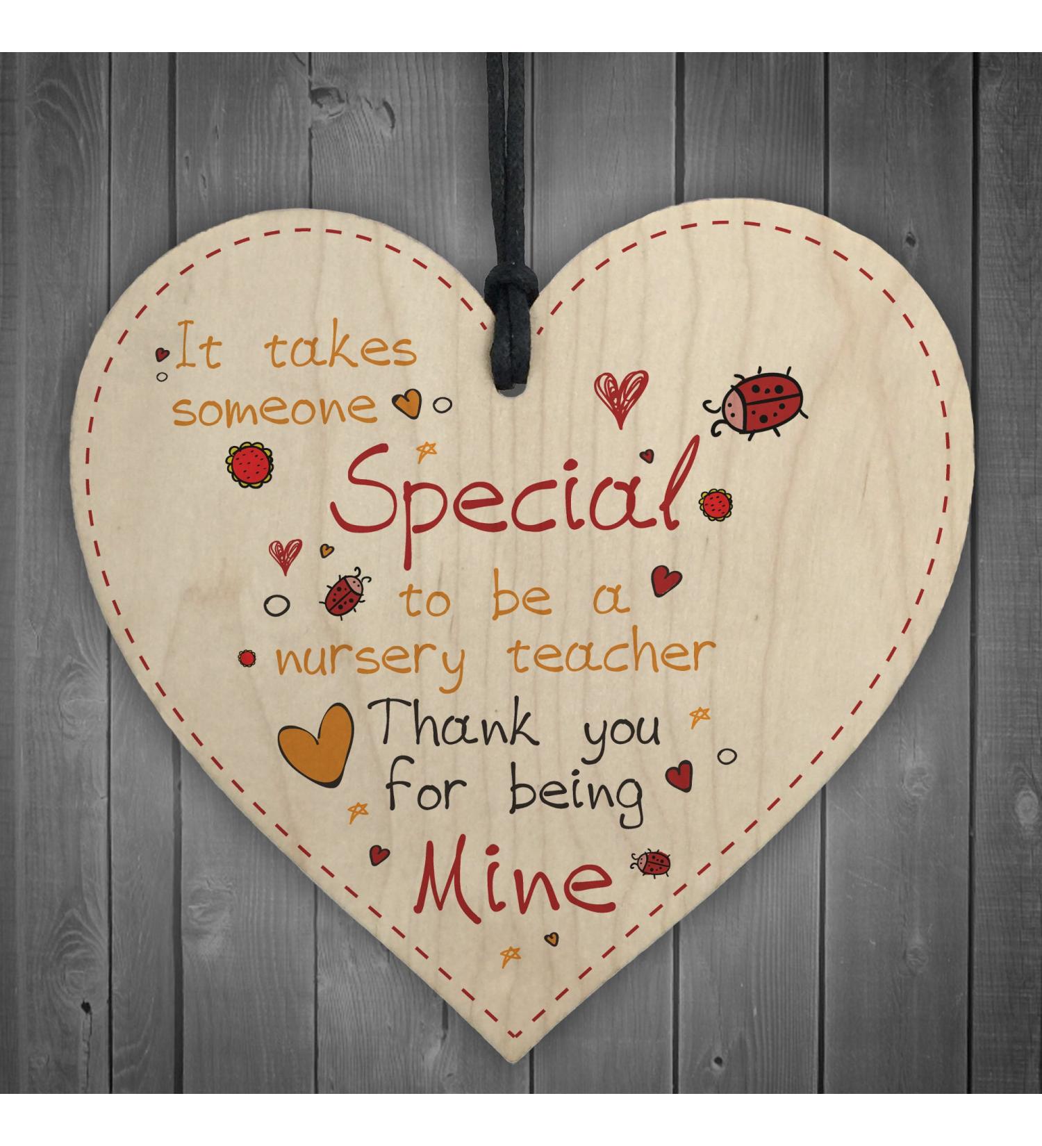 Special Nursery Teacher Leaving Gift - Wooden Heart Plaque for Preschool Thank You - Buy Online on GoSupps.com