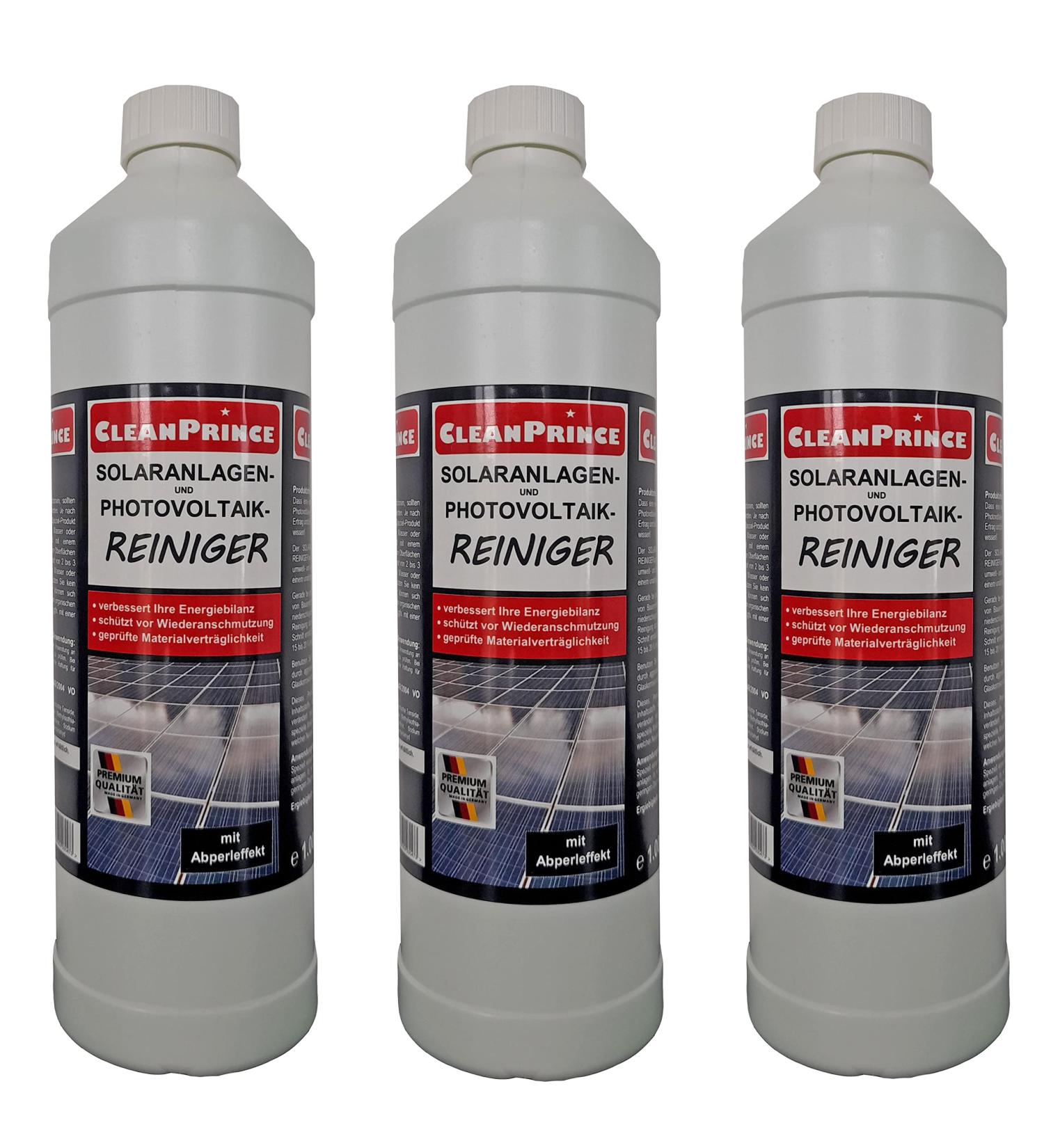 Cleanprince 3 x 1 Litre Solarreiniger Solar Installation Cleaner Solar Photovoltaic Power Plants Solarreiniger Cleaning Product Solar Cells Solara